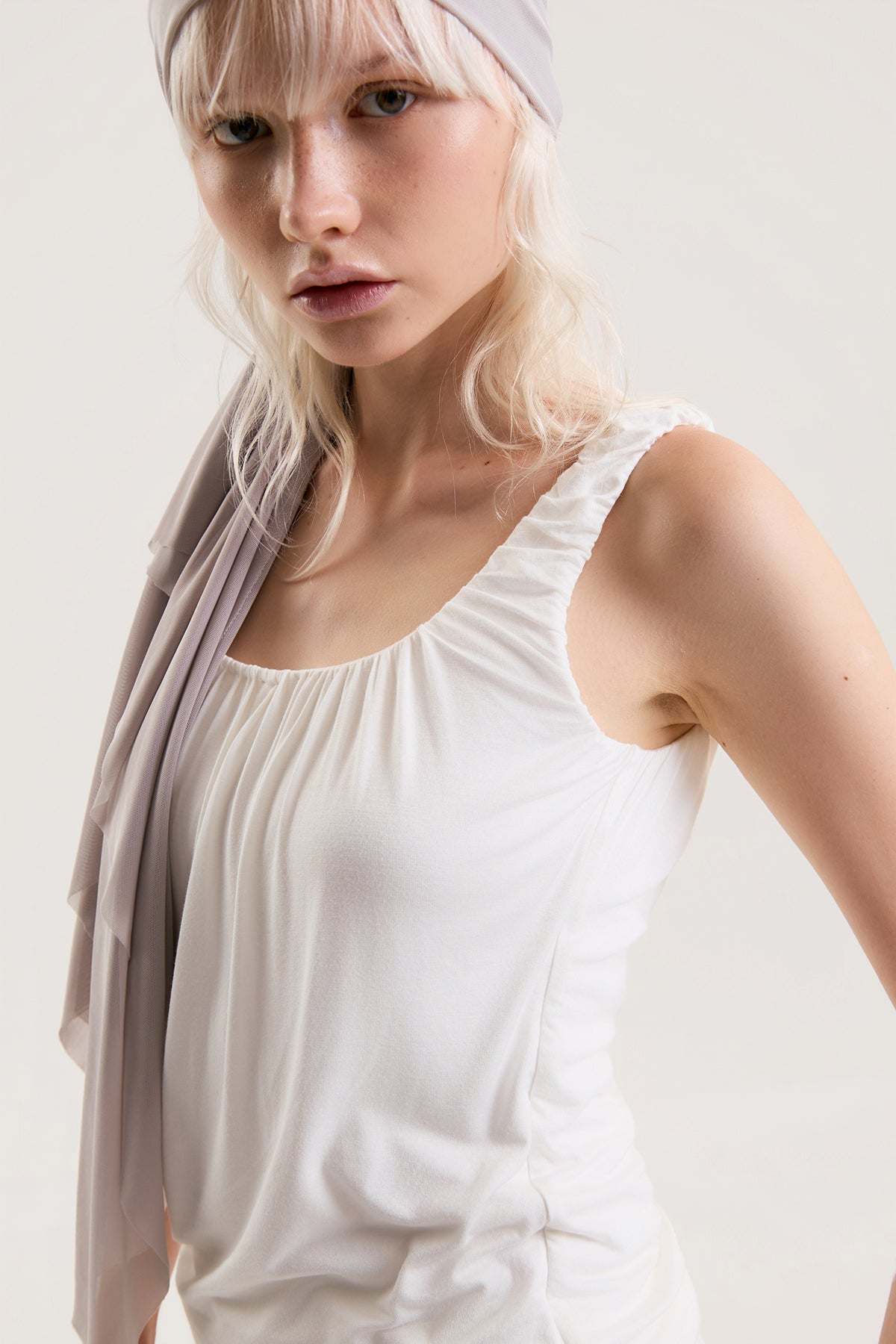 OTHER STORE Amélie Gathered Tank Top in White