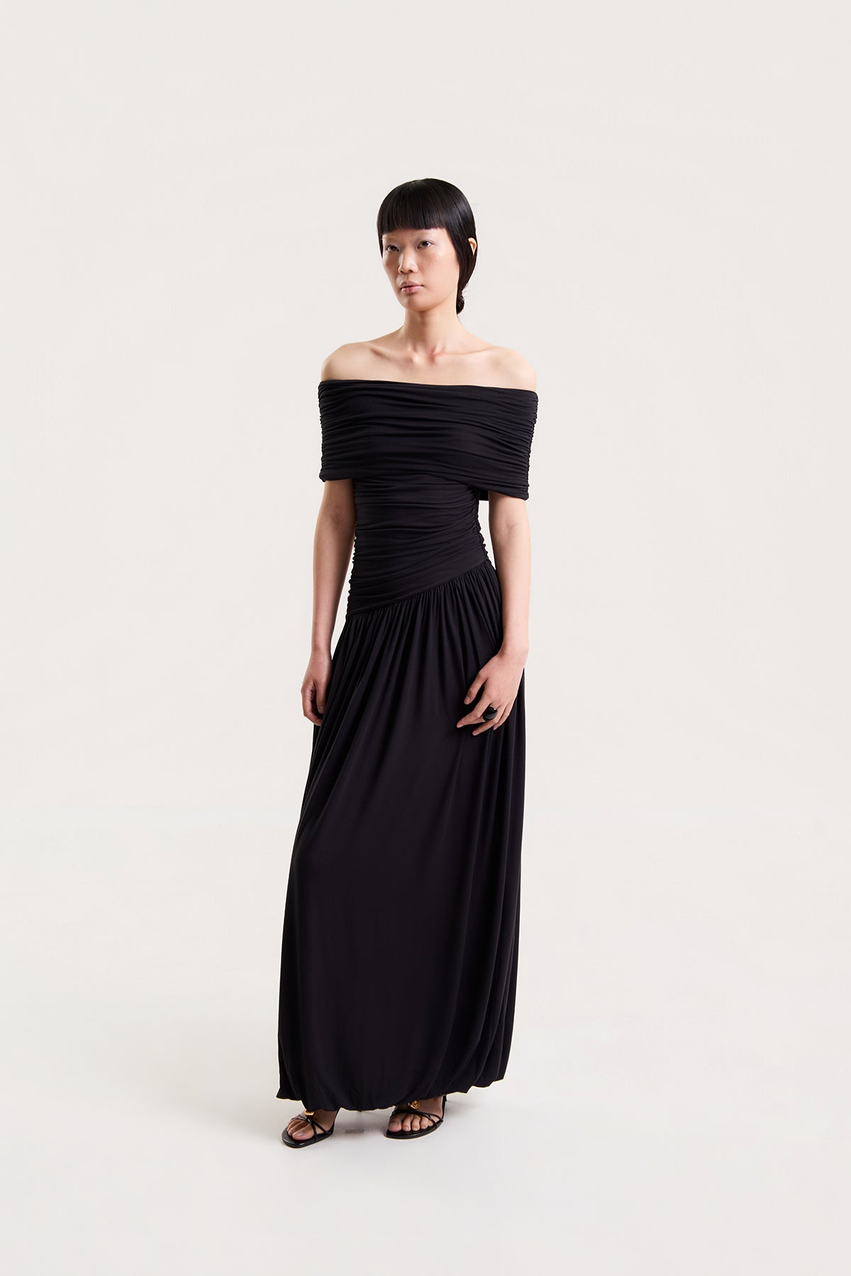 OTHER STORE Aura Convertible Off-Shoulder Maxi Dress in Black