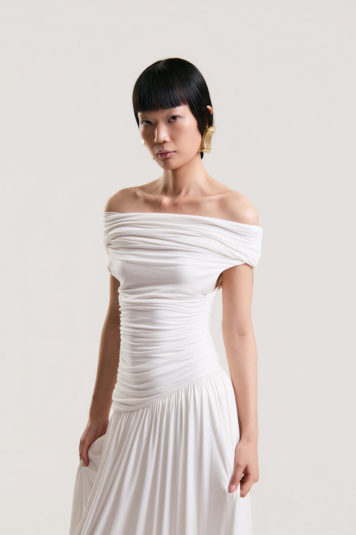 OTHER STORE Aura Convertible Off-Shoulder Maxi Dress in White