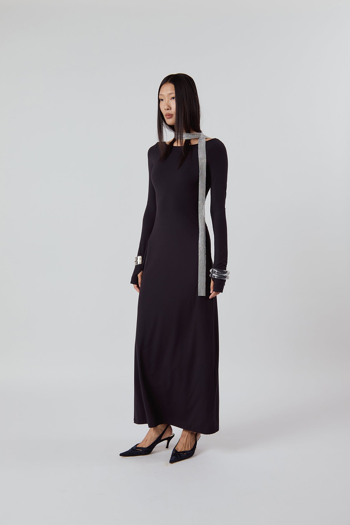 Other Store Aura Open-Back Maxi Dress in Black