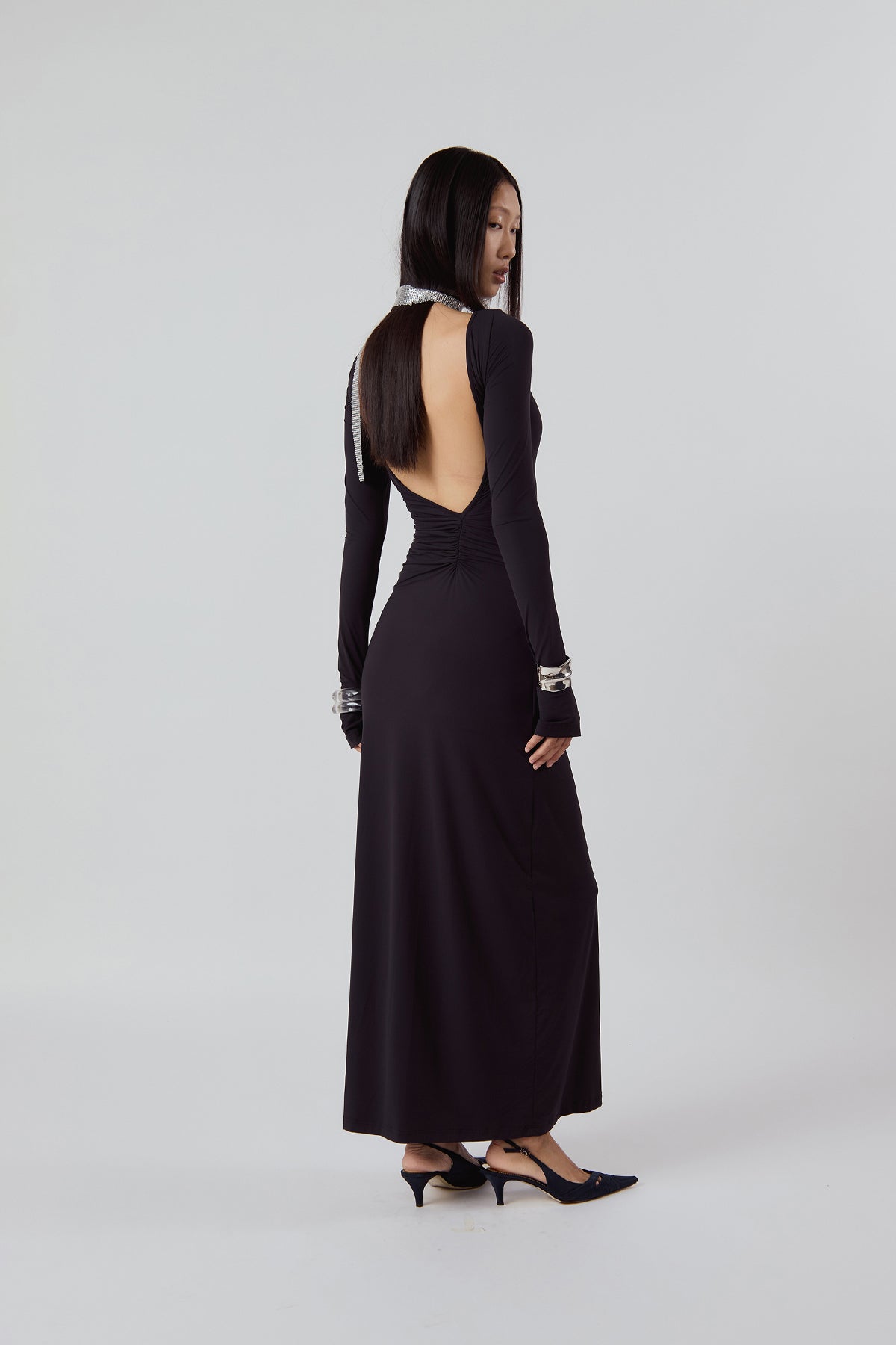 Other Store Aura Open-Back Maxi Dress in Black