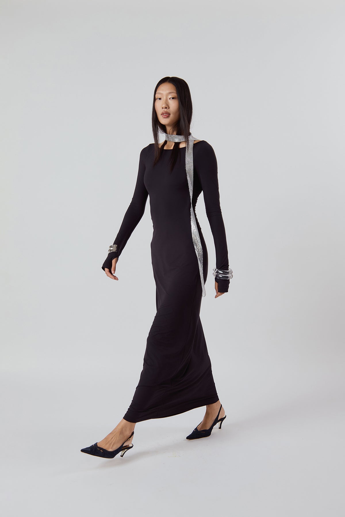 Other Store Aura Open-Back Maxi Dress in Black