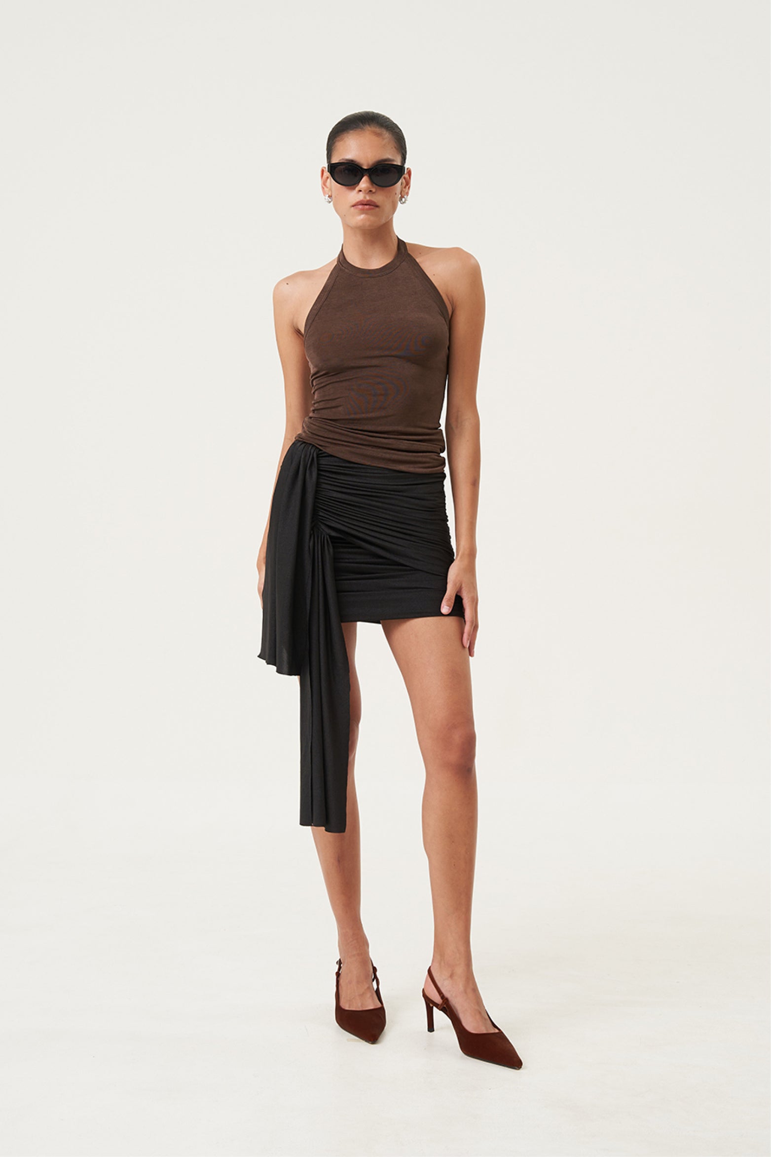 Camryn Halter Knit Top Mocha Earth