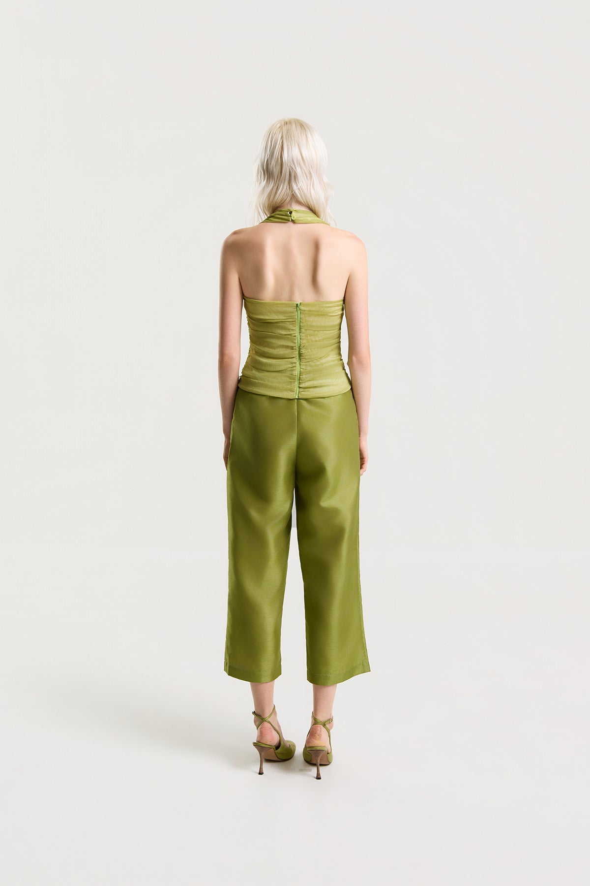 OTHER STORE Daria Straight-Leg Satin Pants in Moss