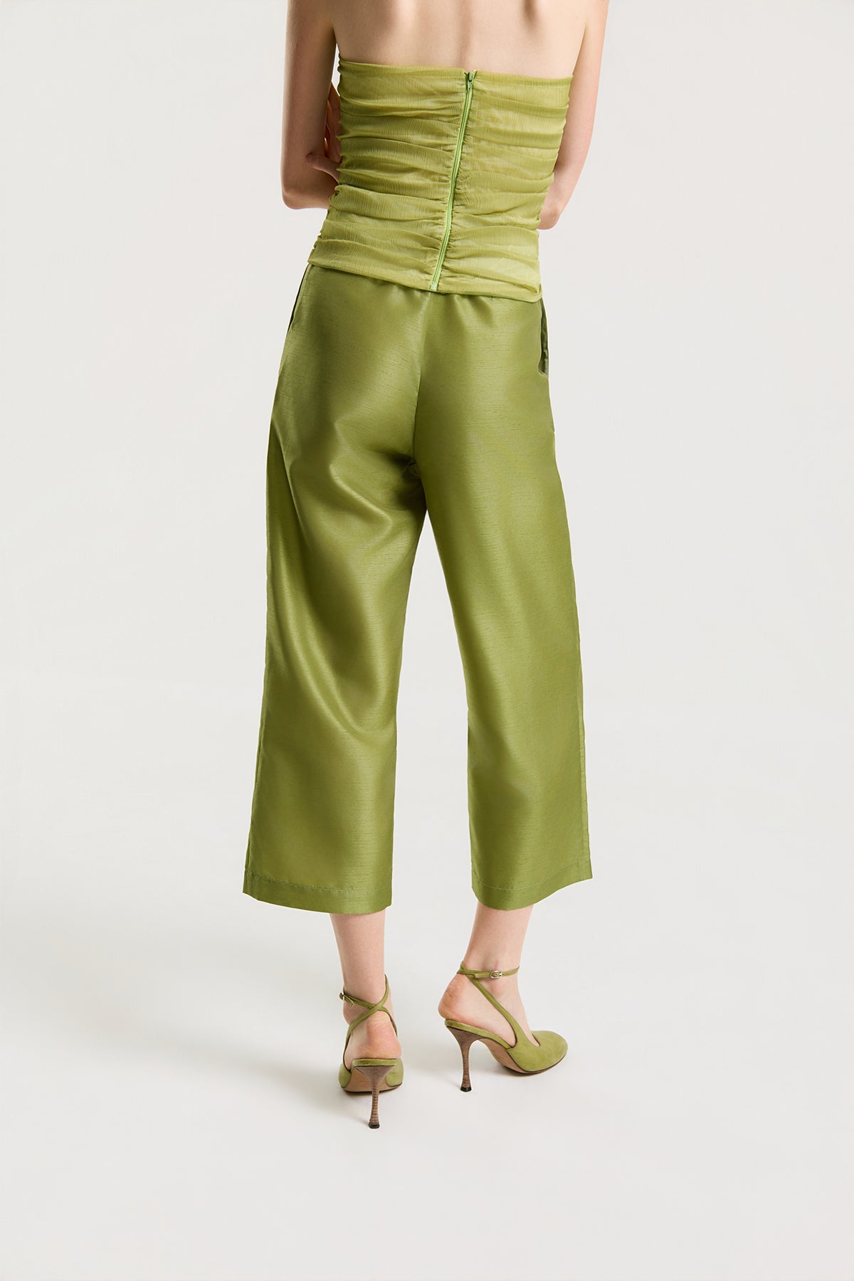 OTHER STORE Daria Straight-Leg Satin Pants in Moss