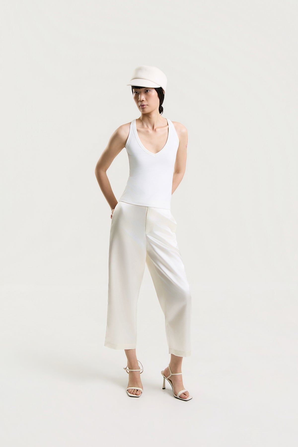 OTHER STORE Daria Straight-Leg Satin Pants in Ivory