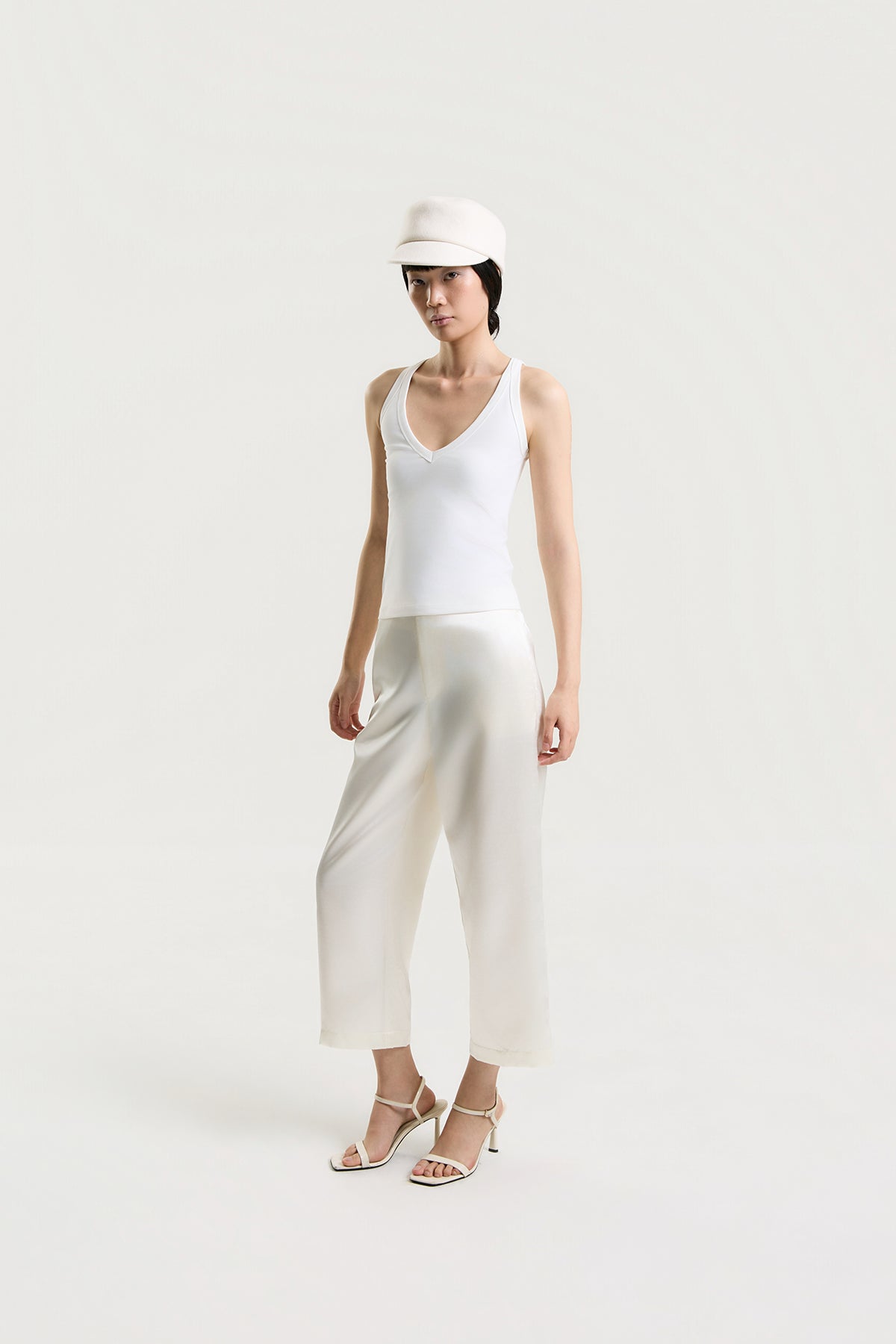 OTHER STORE Daria Straight-Leg Satin Pants in Ivory