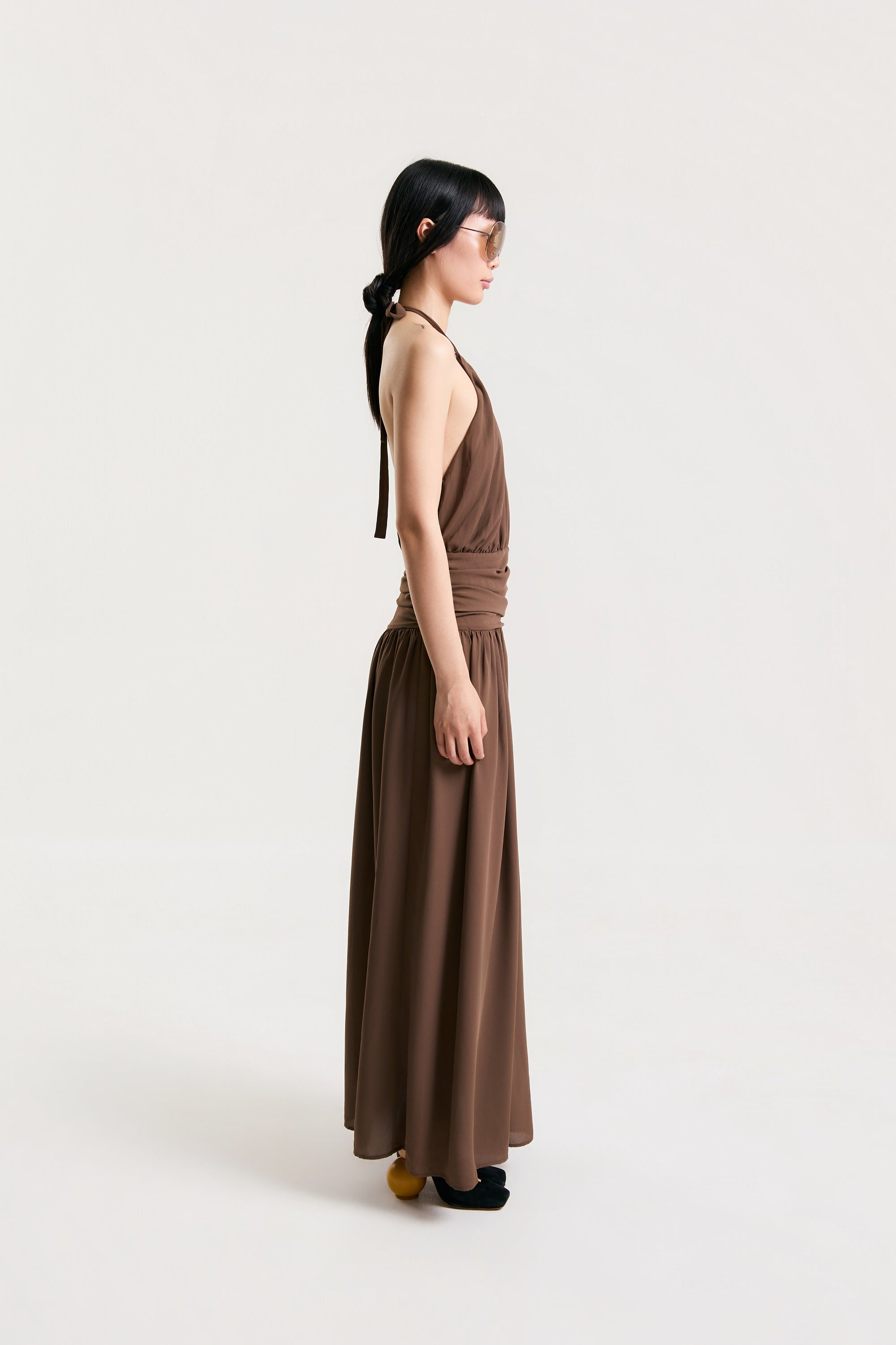 OTHER STORE Dune Halter Gathered Maxi Dress