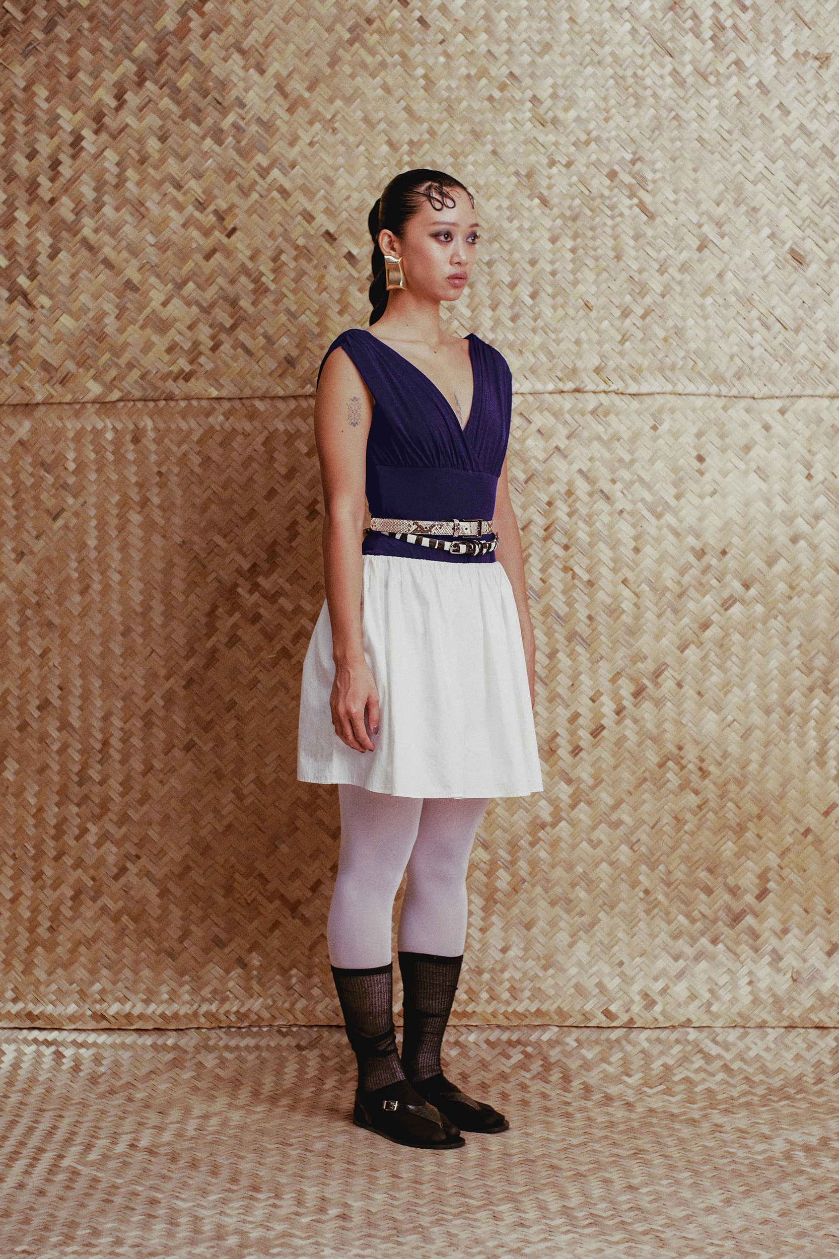 Elara Deep V Bodysuit Navy