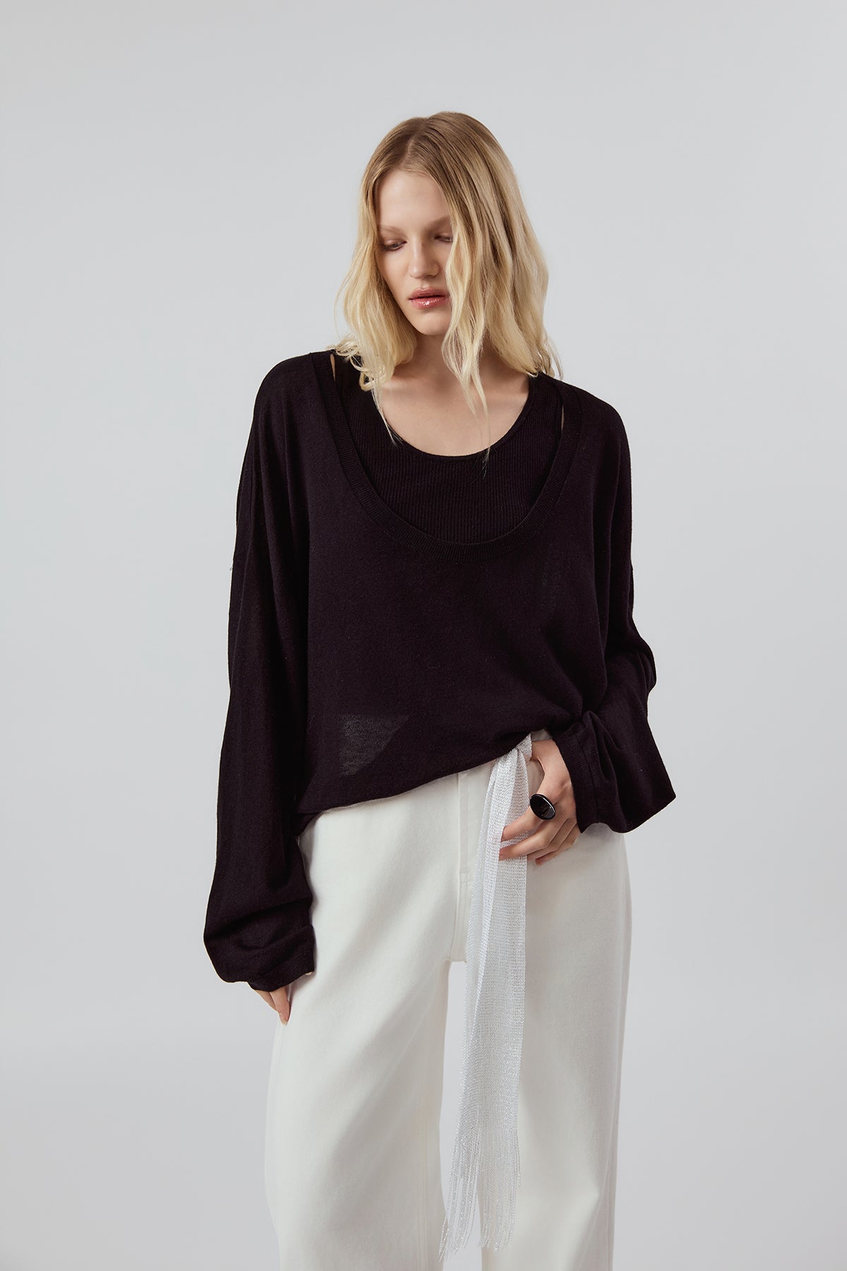 Other Store Elara Layered Knit Set in Black