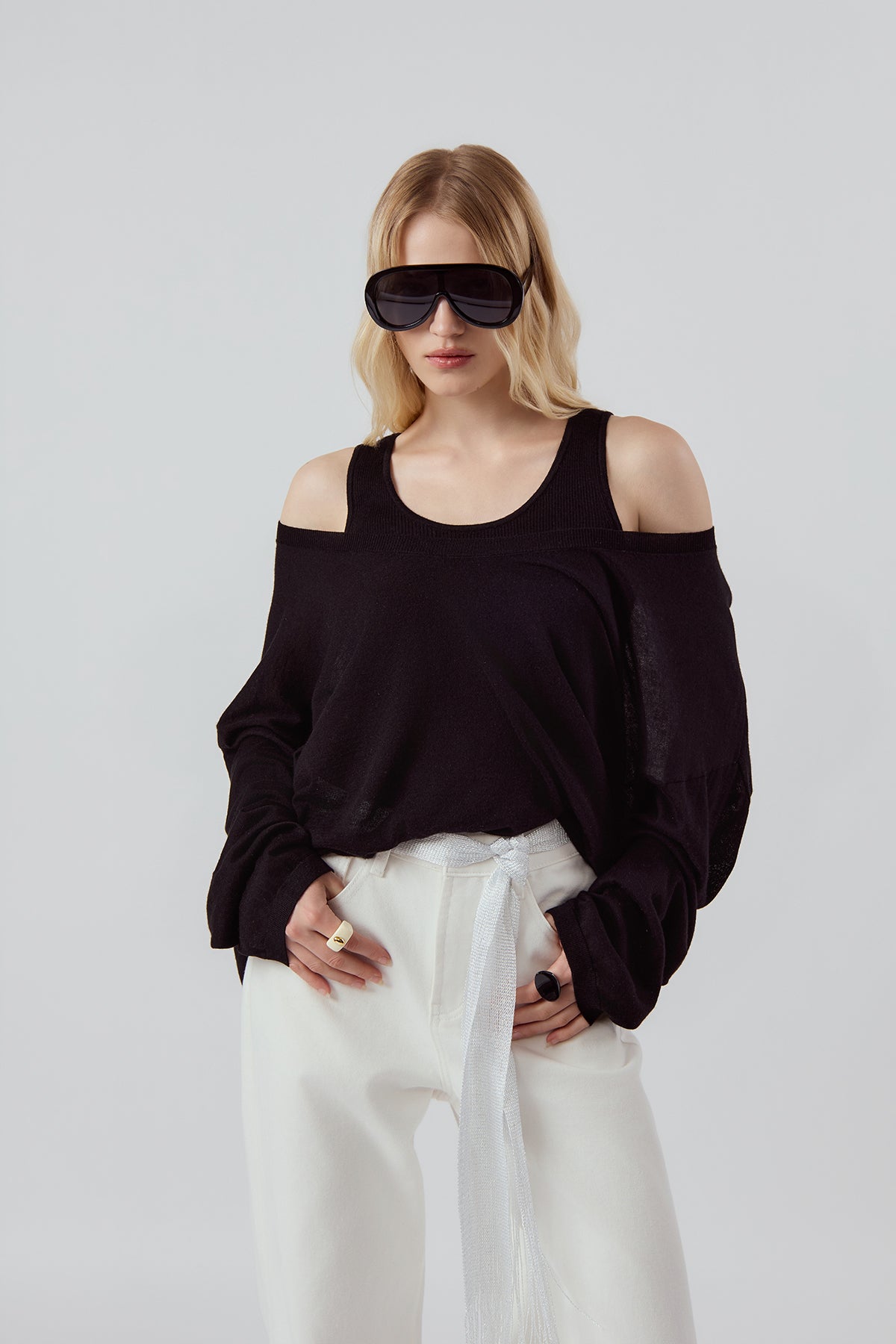 Other Store Elara Layered Knit Set in Black