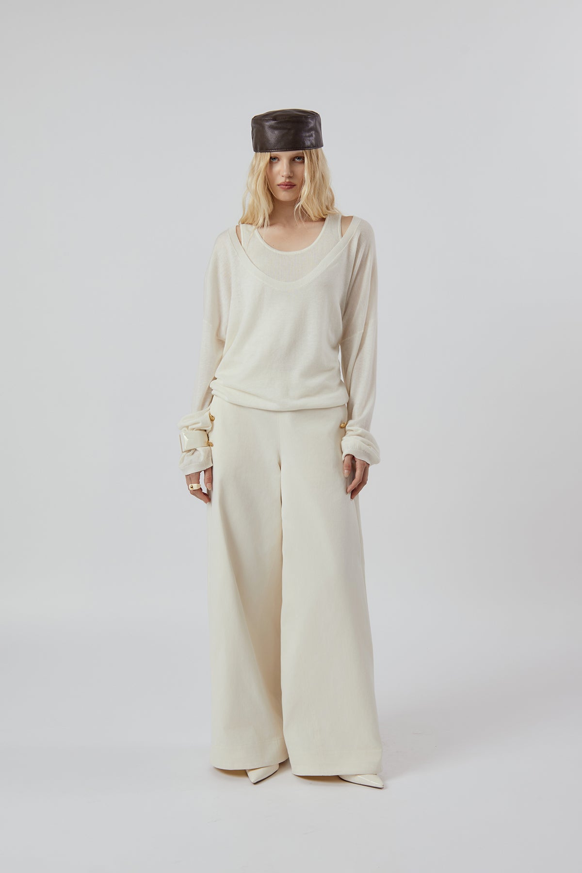 Other Store Elara Layered Knit Set in Ivory