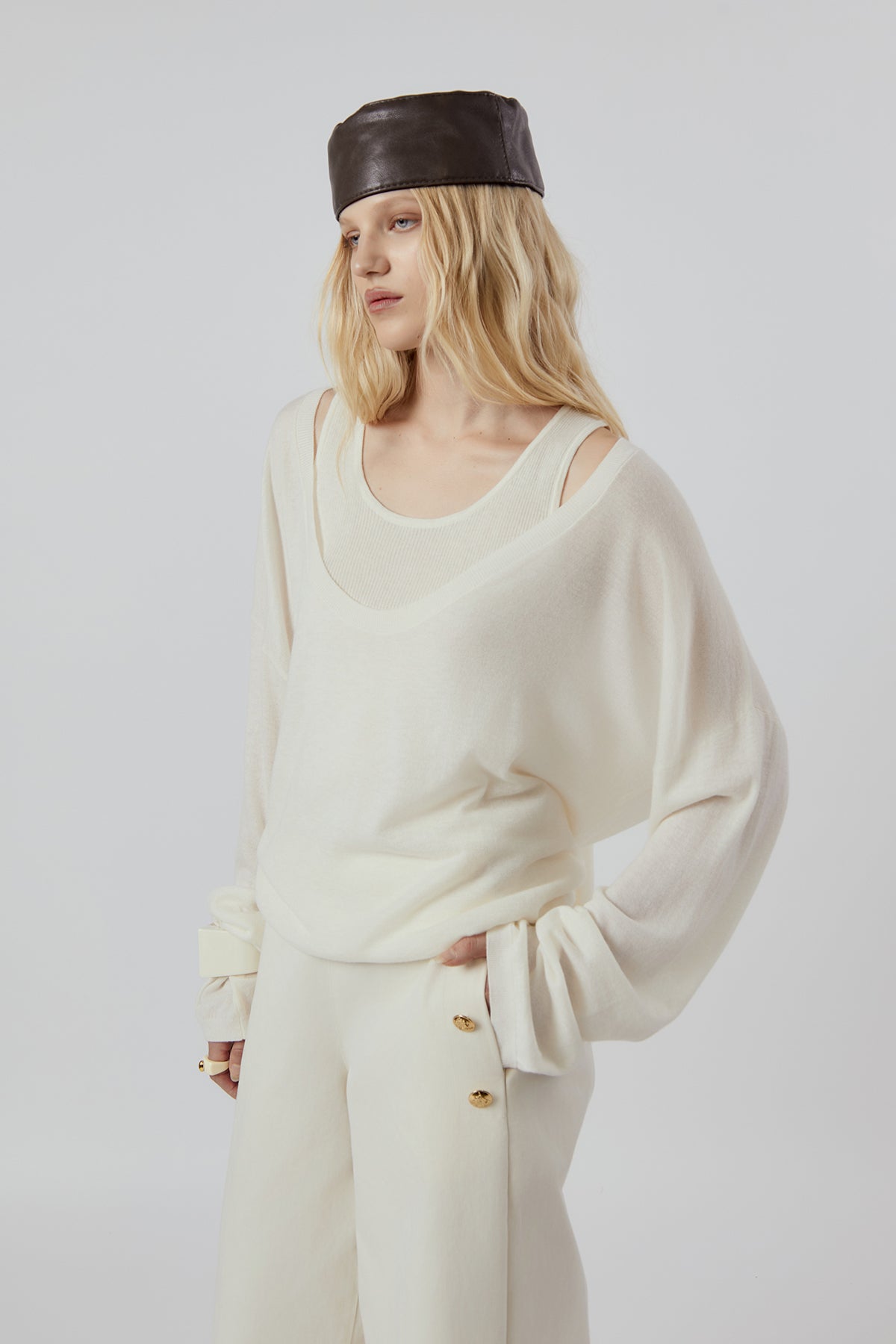 Other Store Elara Layered Knit Set in Ivory
