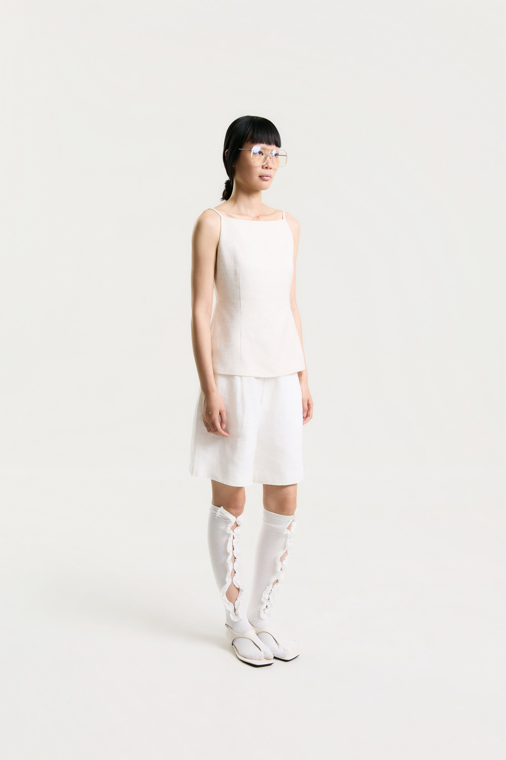 OTHER STORE Elio Linen Bermuda Shorts in White