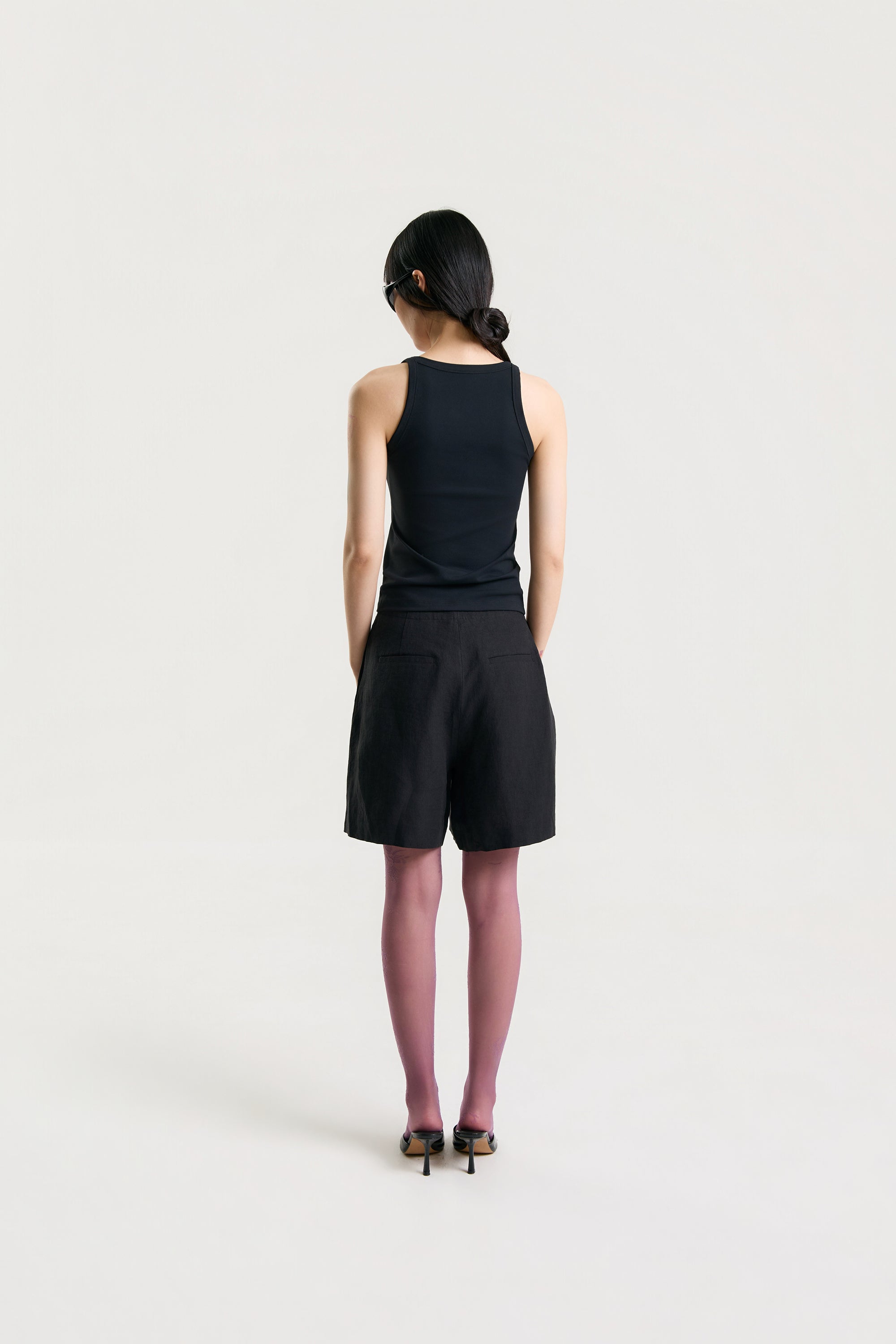 OTHER STORE Elio Linen Bermuda Shorts in Black