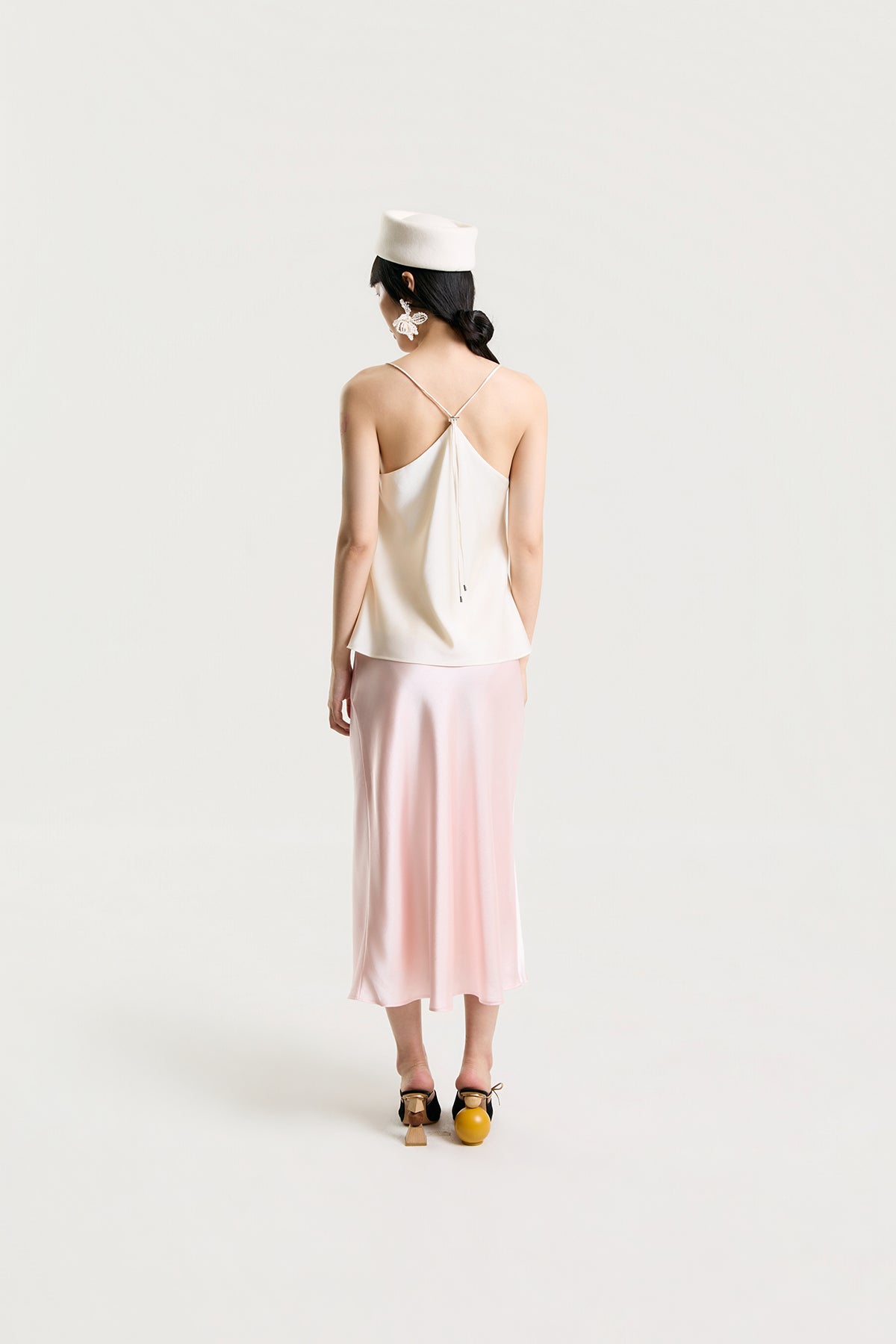 OTHER STORE Elodie Cross-Back Satin Cami Top in Ivory