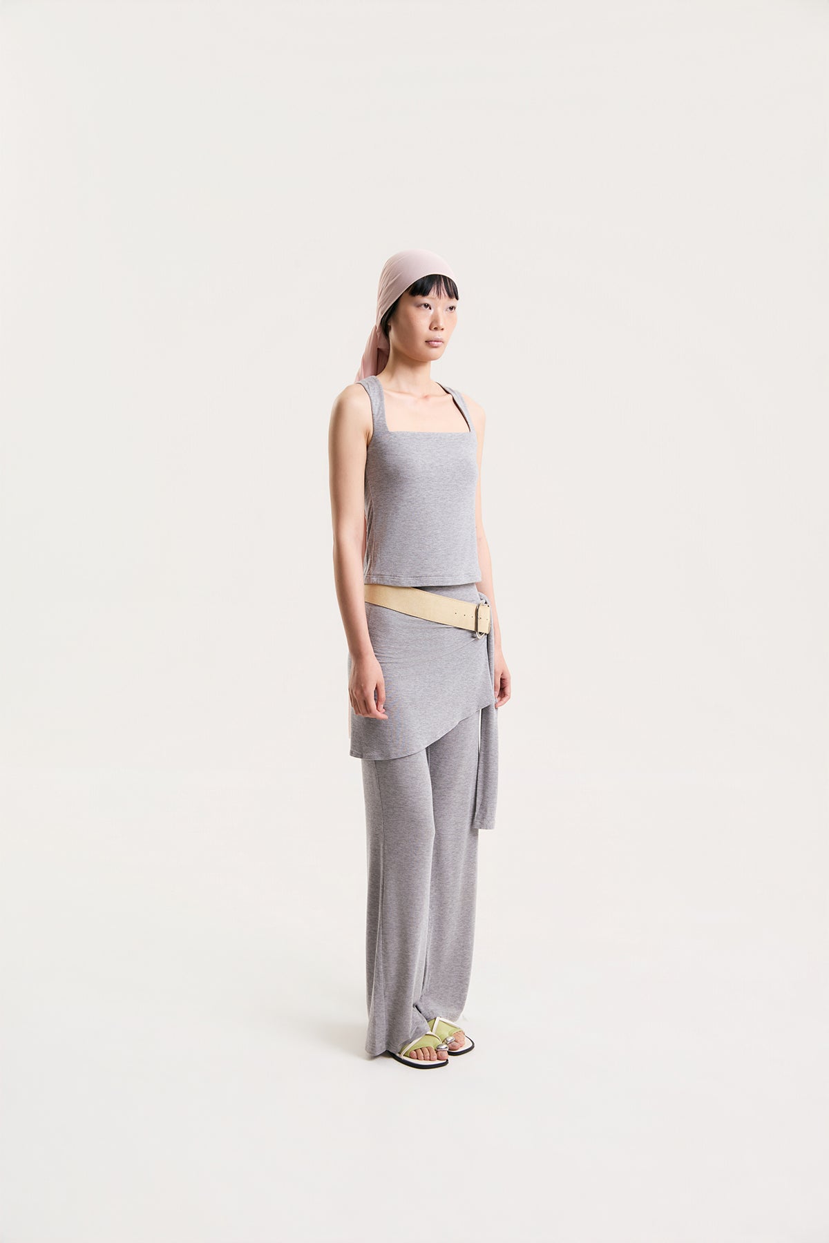 OTHER STORE Elowen Layered Wrap Pants Set in Heather Grey
