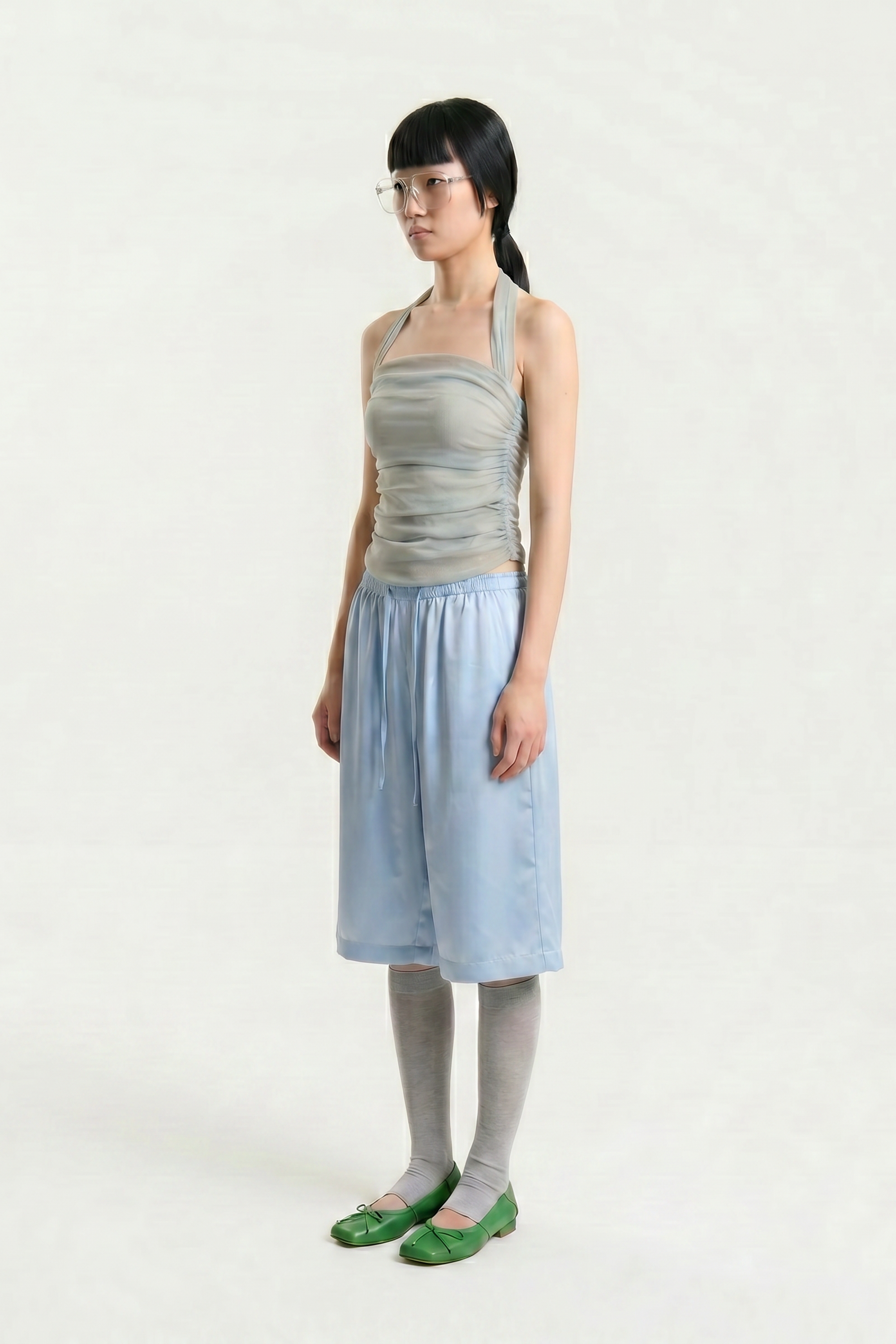 OTHER STORE Elowen Ruched Halter Top in Grey