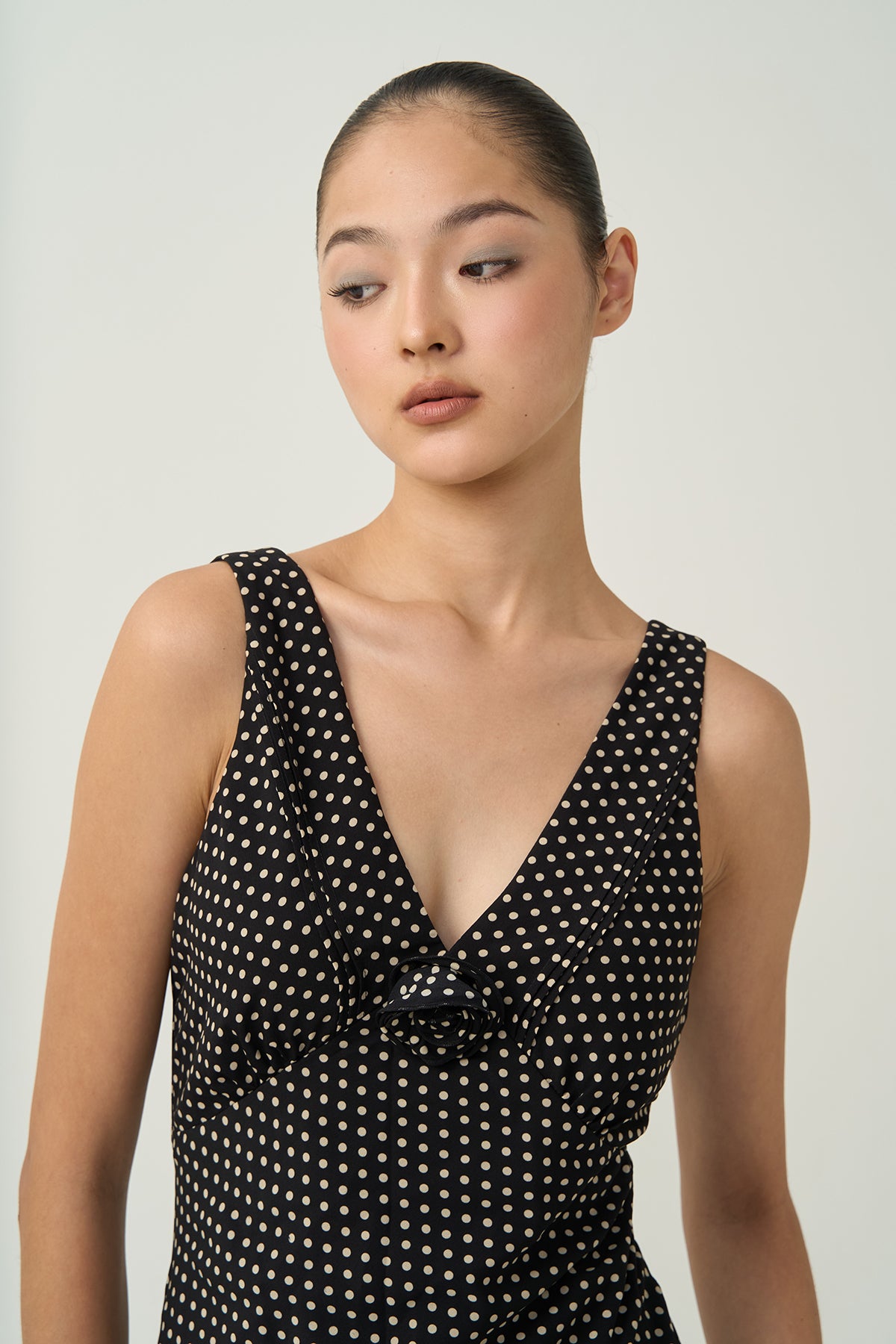 Faya Draped Dot Dress Black