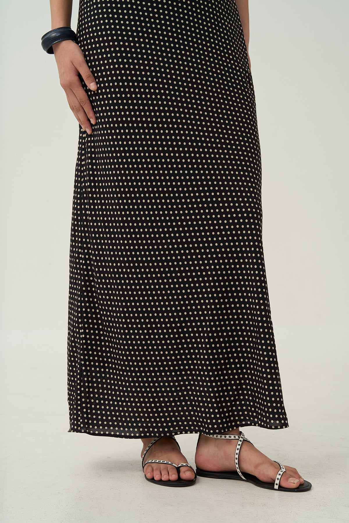 Faya Draped Dot Dress Black