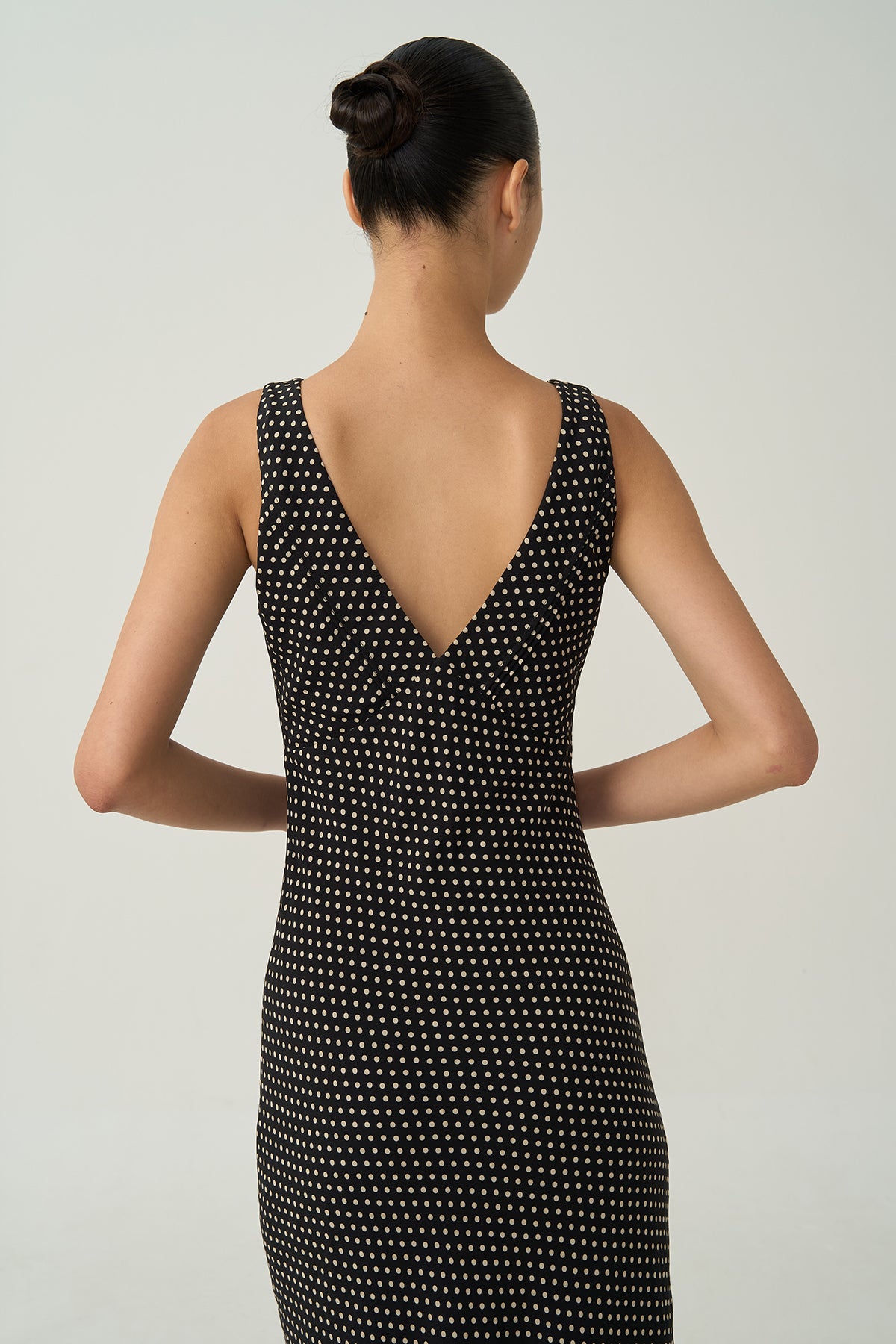 Faya Draped Dot Dress Black