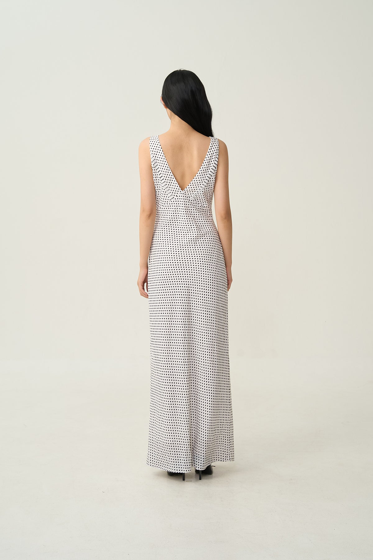 Faya Draped Dot Dress Ivory
