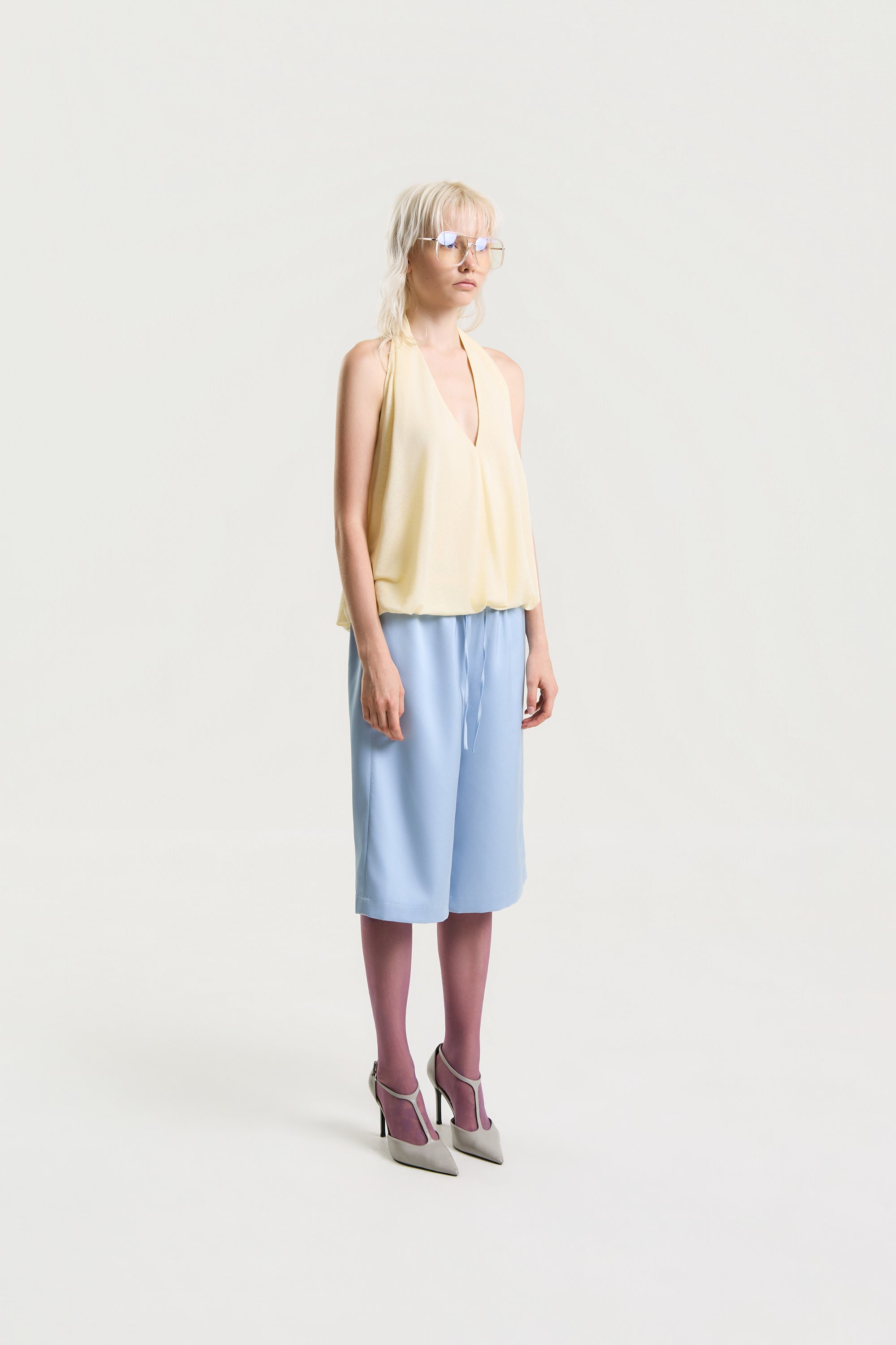 OTHER STORE Halo Drape Halter Top in Butter Cream