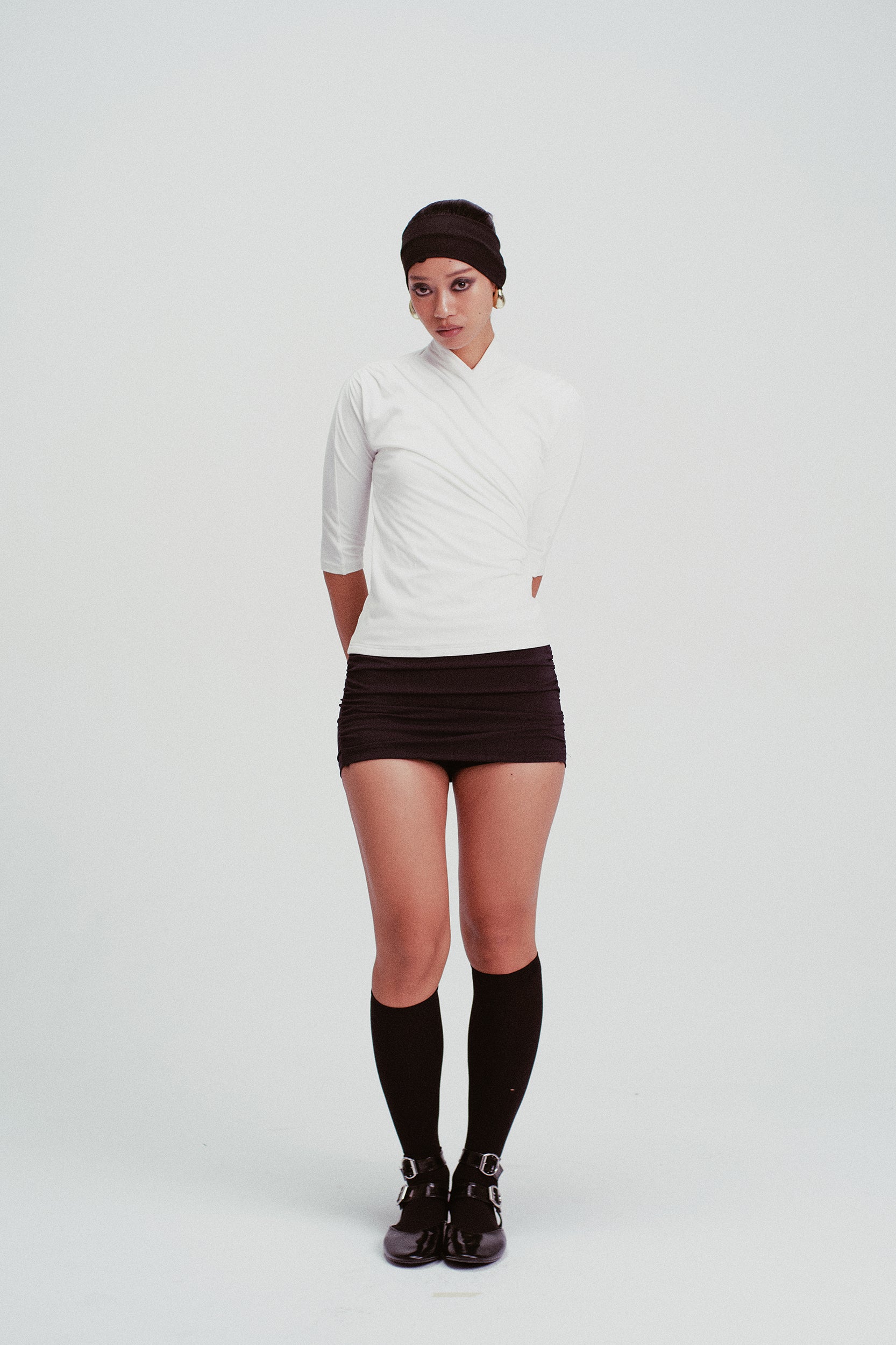 Iris Low-Waist Ruched Mini Skirt Black