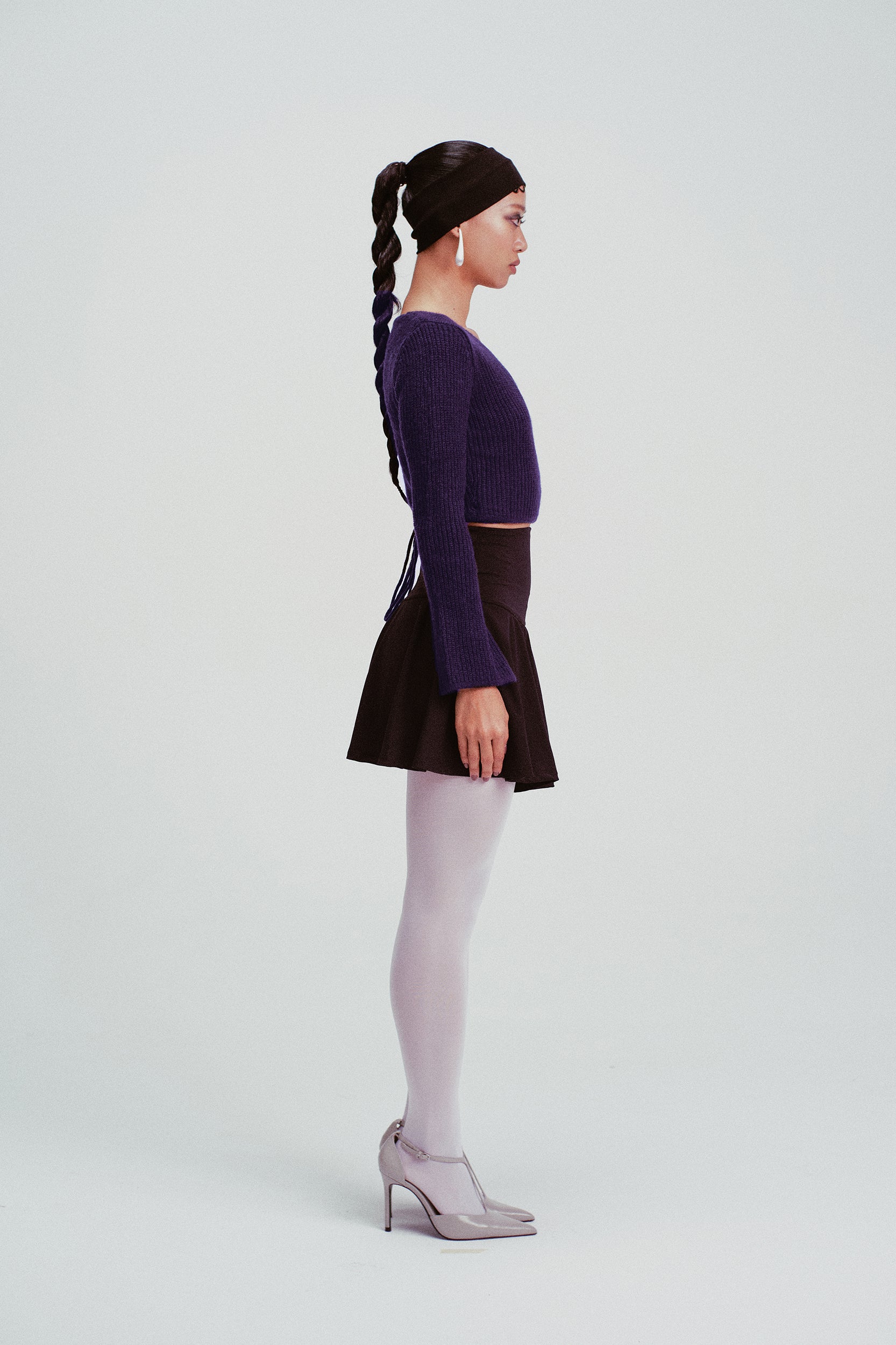 Ivy Wrap-Front V-Neck Knit Top Navy