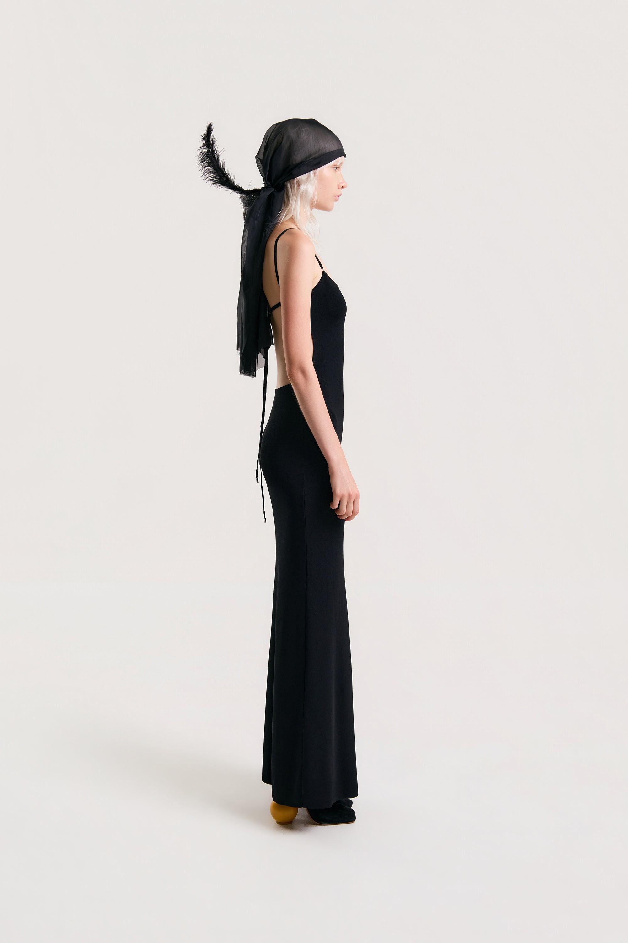 OTHER STORE Lattice Back Knit Maxi Dress in Black