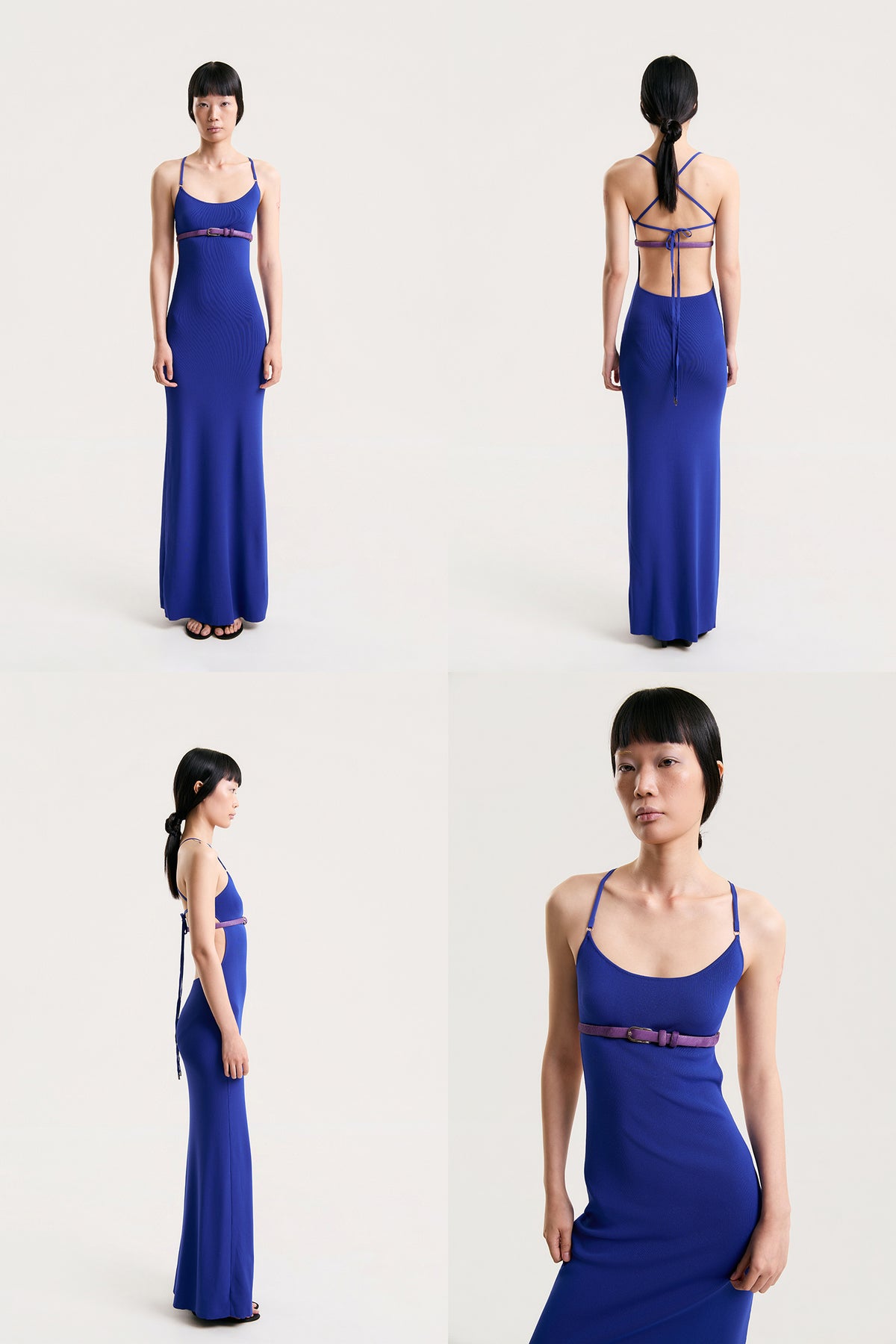 OTHER STORE Lattice Back Knit Maxi Dress in Blue