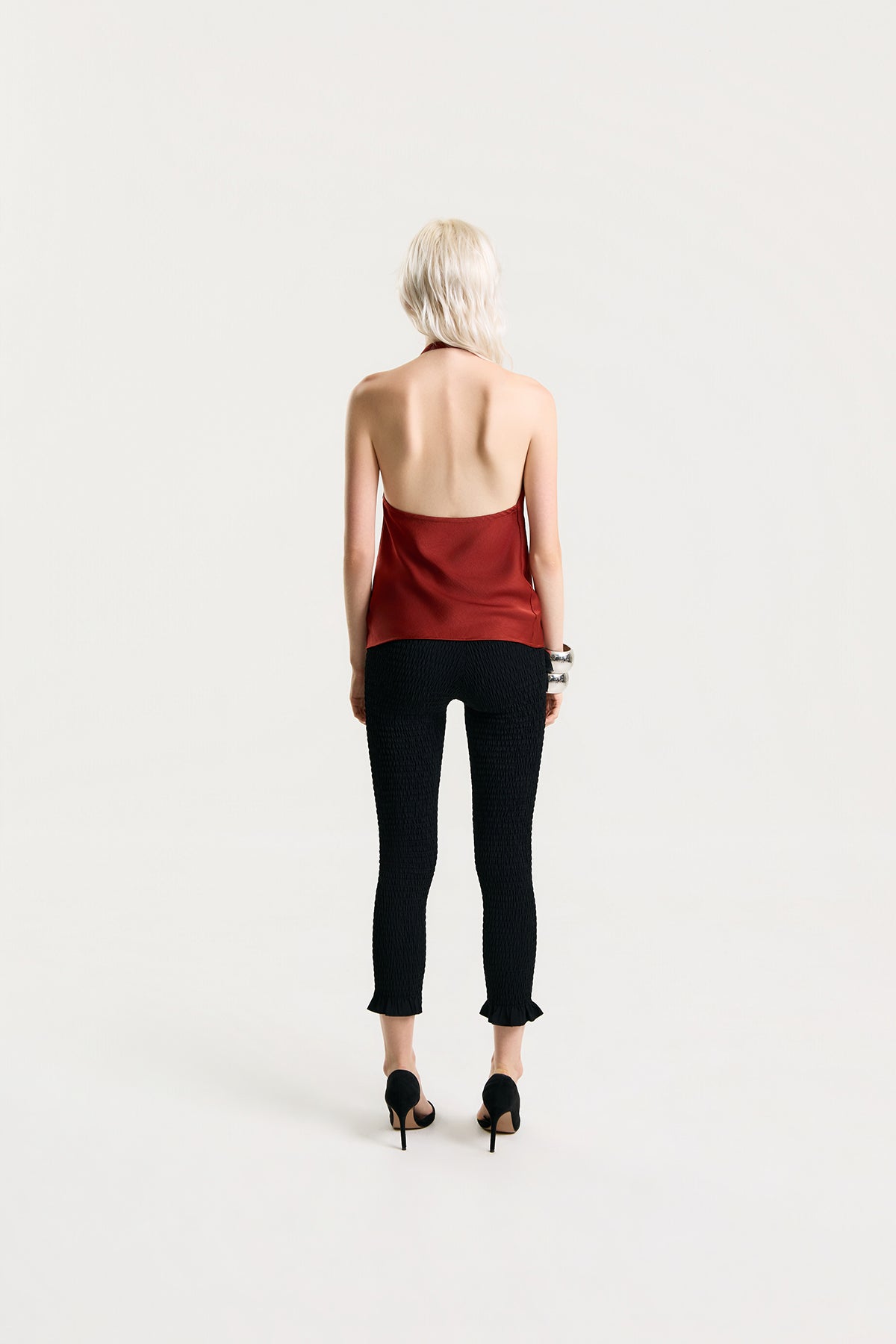 OTHER STORE Mariel Draped Halter Satin Top