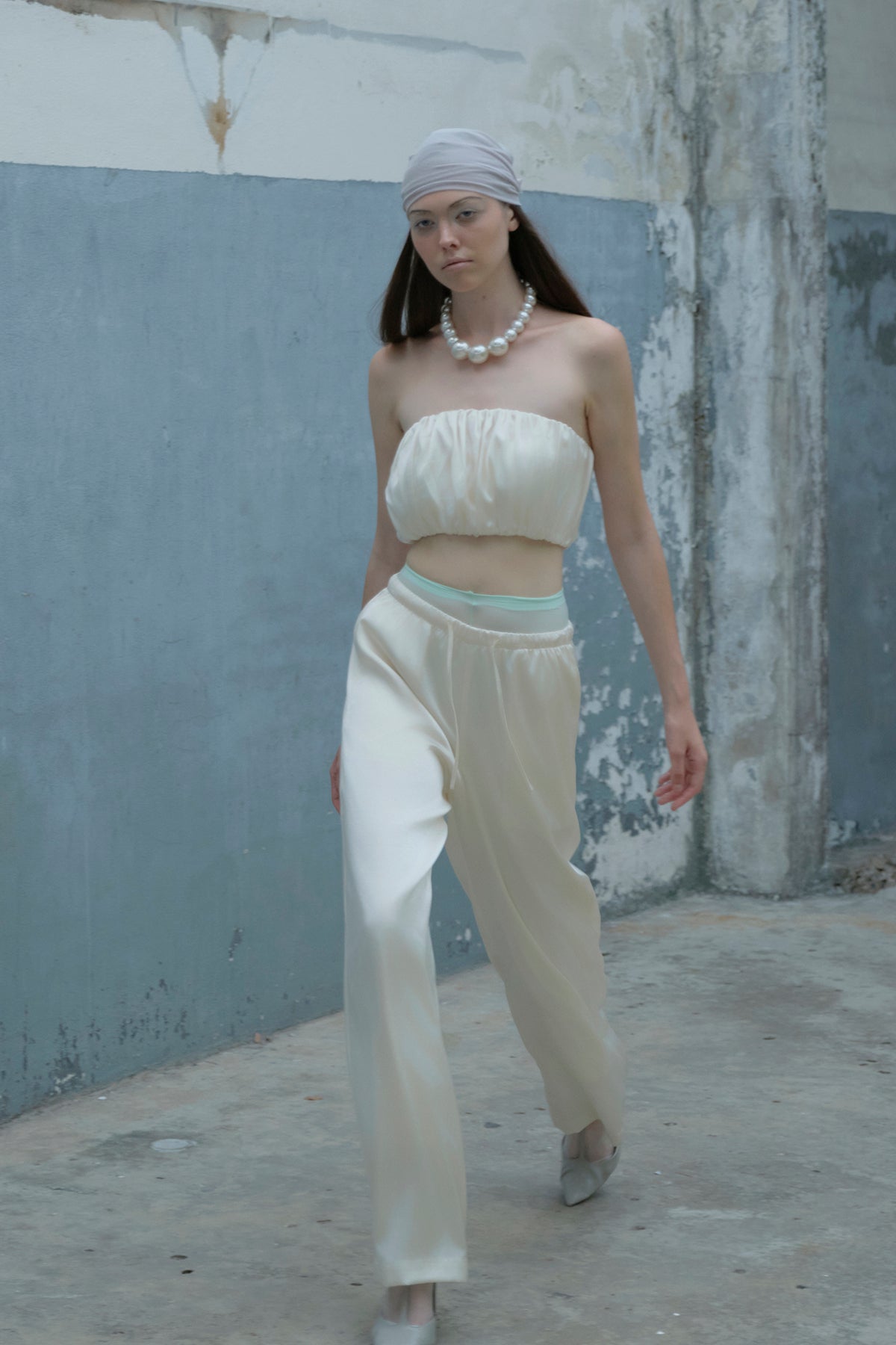 OTHER STORE Mariel Wide-Leg Satin Pants in Ivory