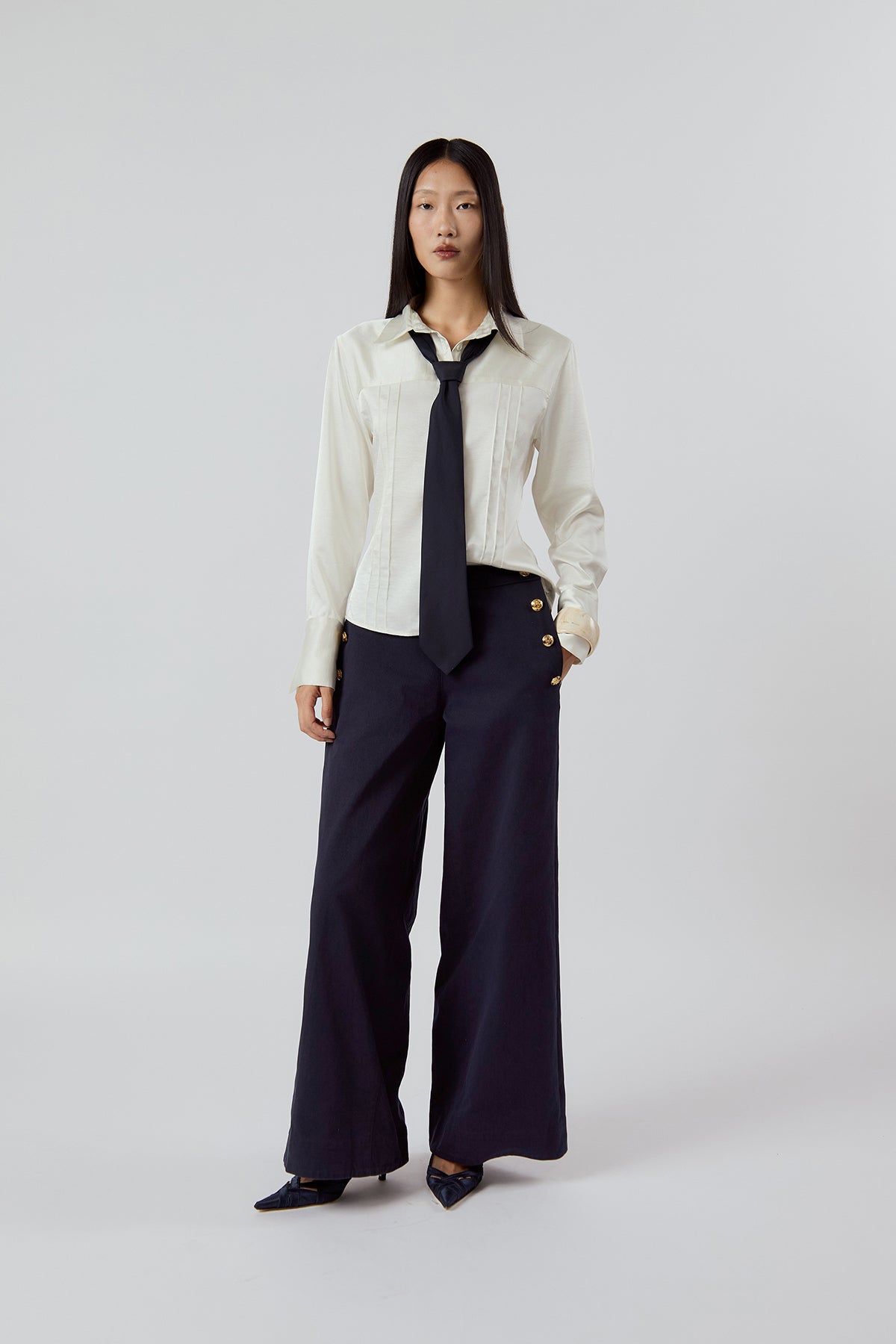 Other Store Mariner Wide-Leg Cotton Pants in Navy