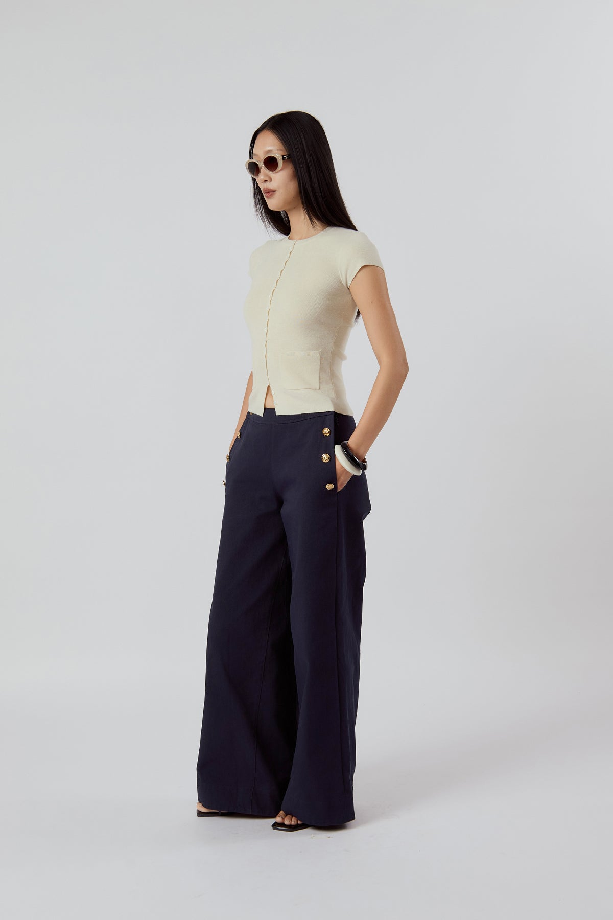 Other Store Mariner Wide-Leg Cotton Pants in Navy