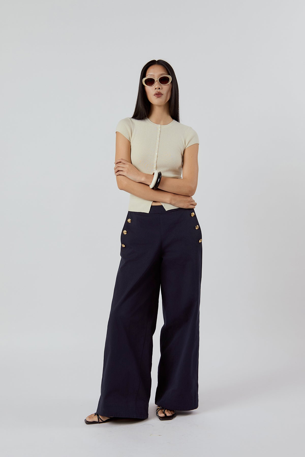 Other Store Mariner Wide-Leg Cotton Pants in Navy