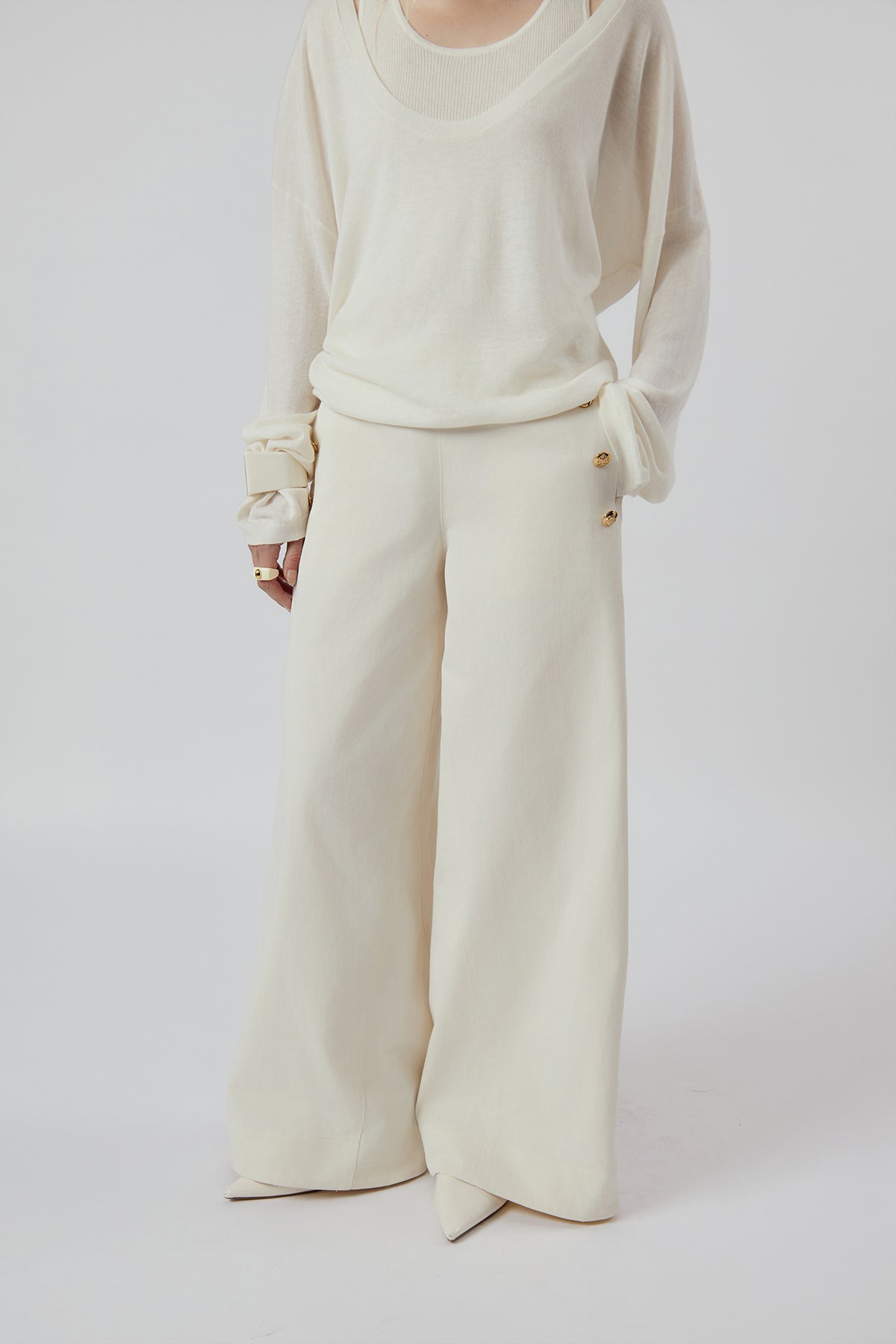Other Store Mariner Wide-Leg Cotton Pants in Ivory