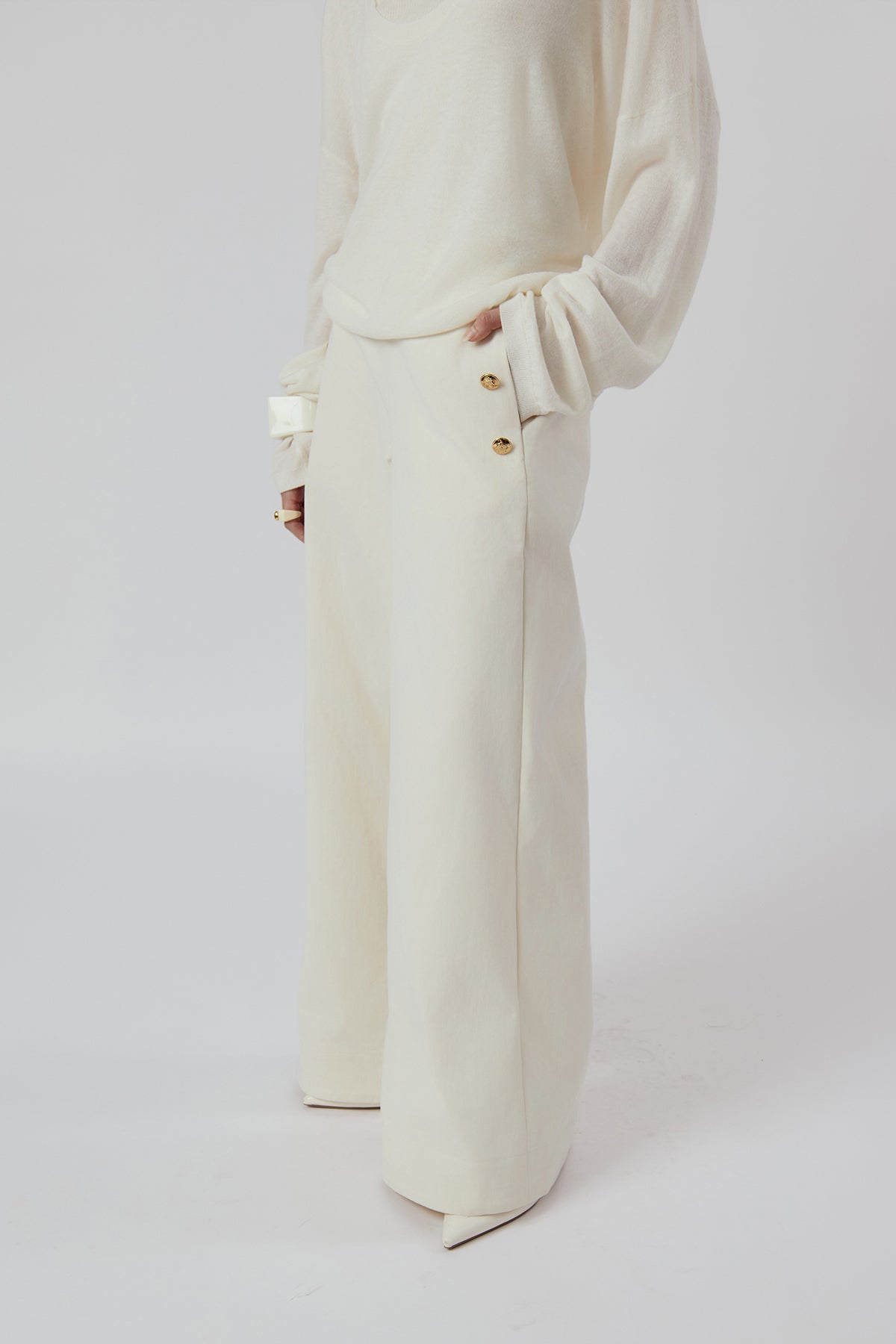 Other Store Mariner Wide-Leg Cotton Pants in Ivory