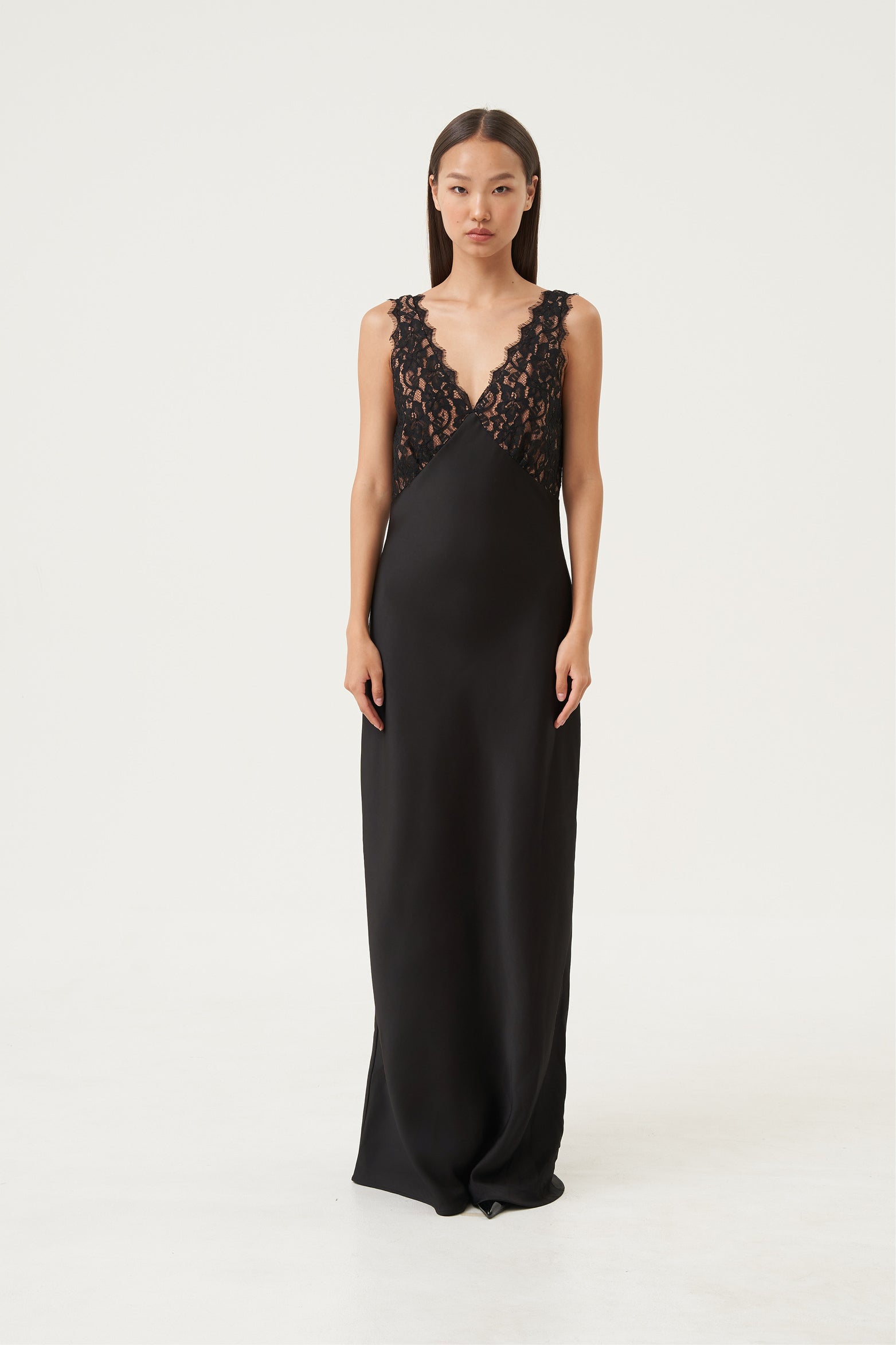 Mila Lace-Panel Gown