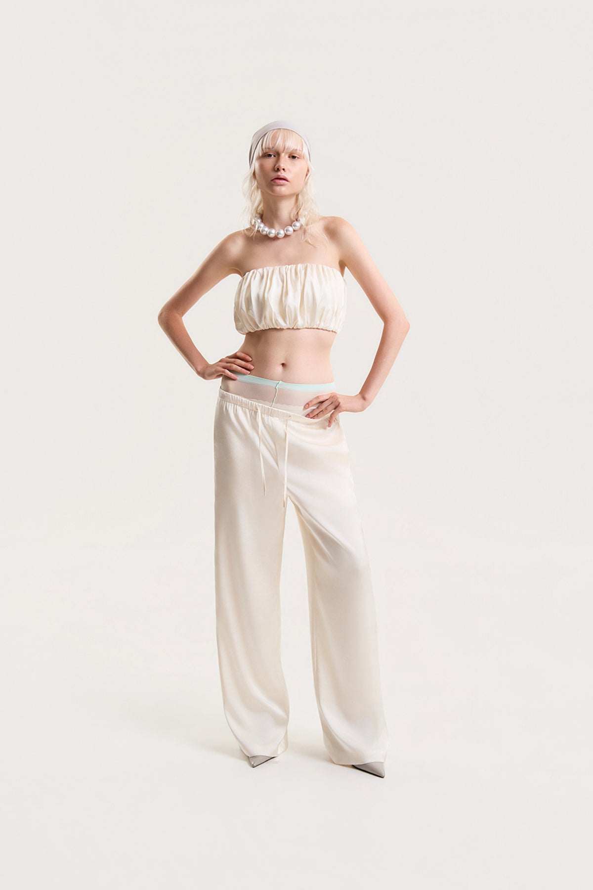 OTHER STORE Mirelle Ruched Strapless Tube Top in Ivory