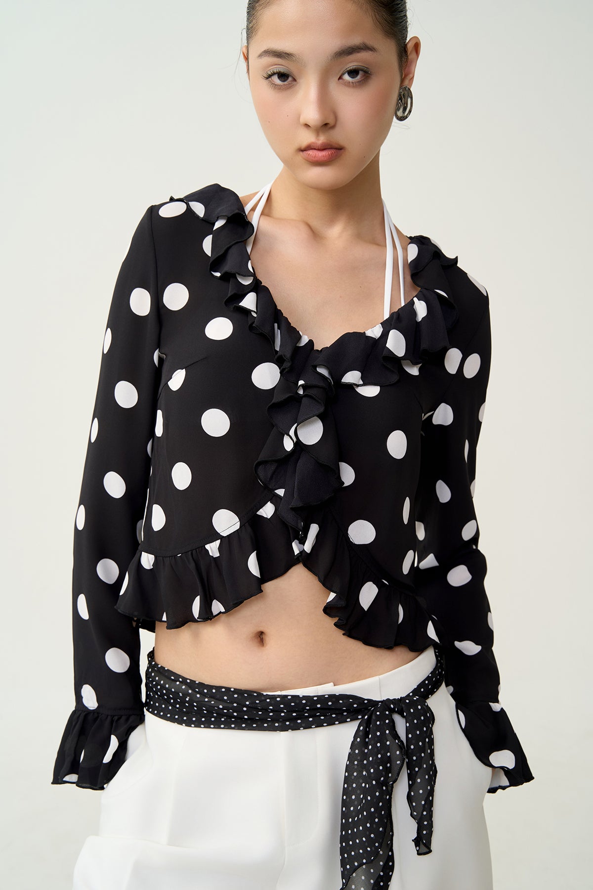 Nia Ruffled Dot Top