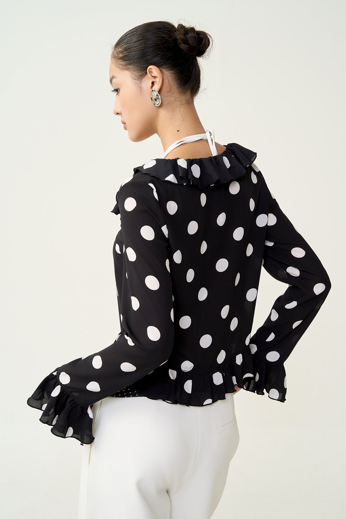 Nia Ruffled Dot Top