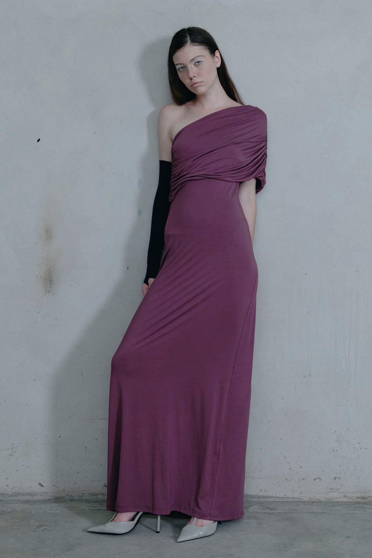 OTHER STORE Nocturne One-Shoulder Ruched Maxi Dress