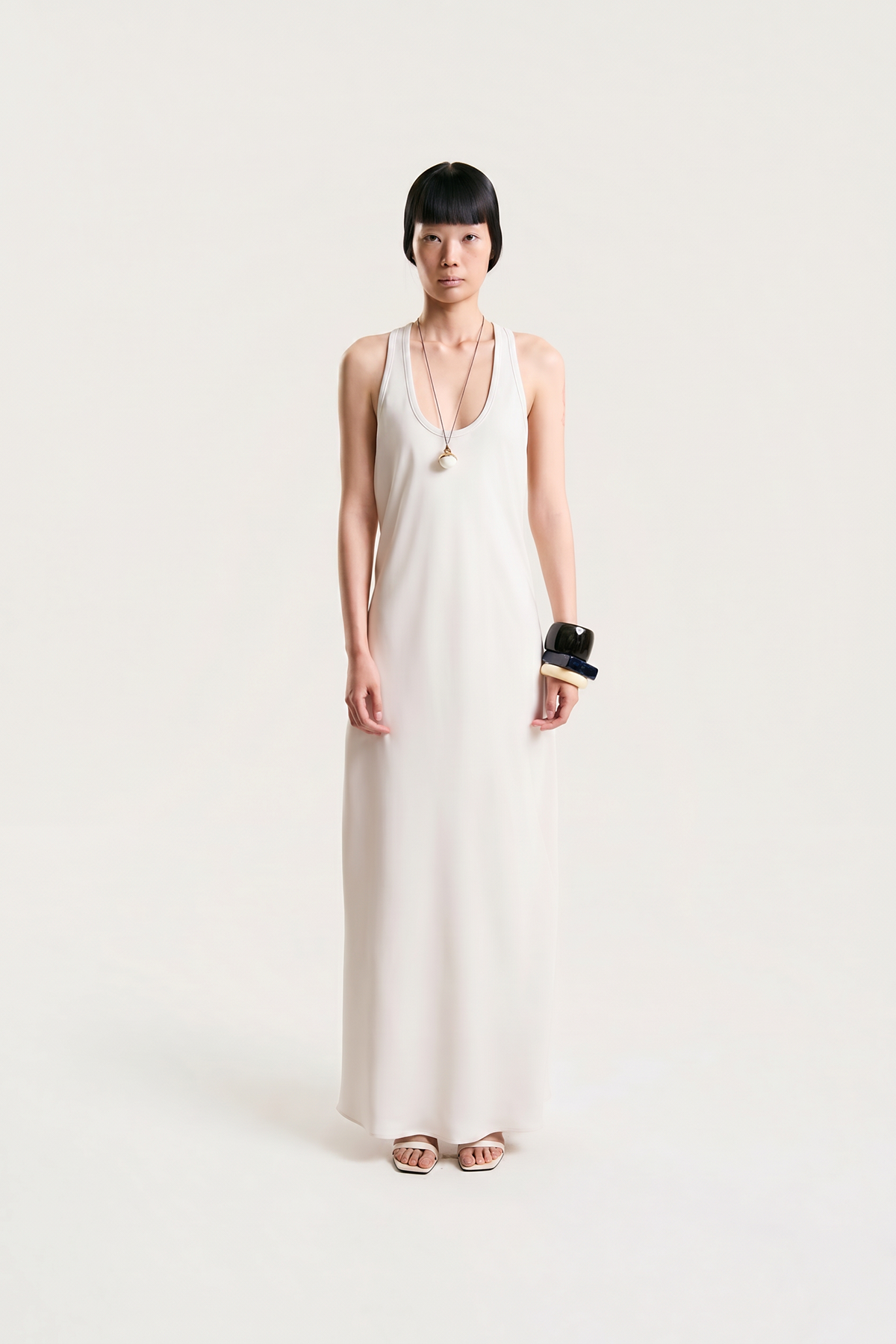 OTHER STORE Noemi Racerback Open-Back Maxi Dress in Ivory