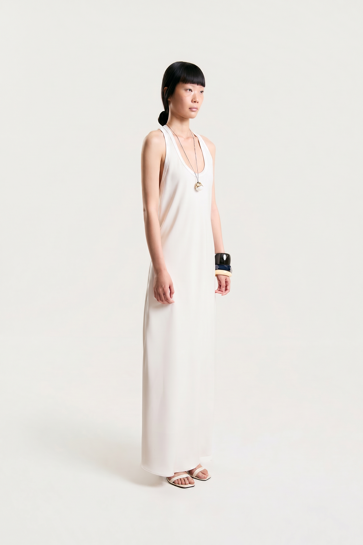 OTHER STORE Noemi Racerback Open-Back Maxi Dress in Ivory