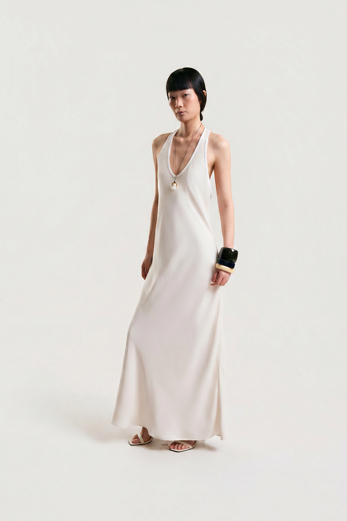 OTHER STORE Noemi Racerback Open-Back Maxi Dress in Ivory