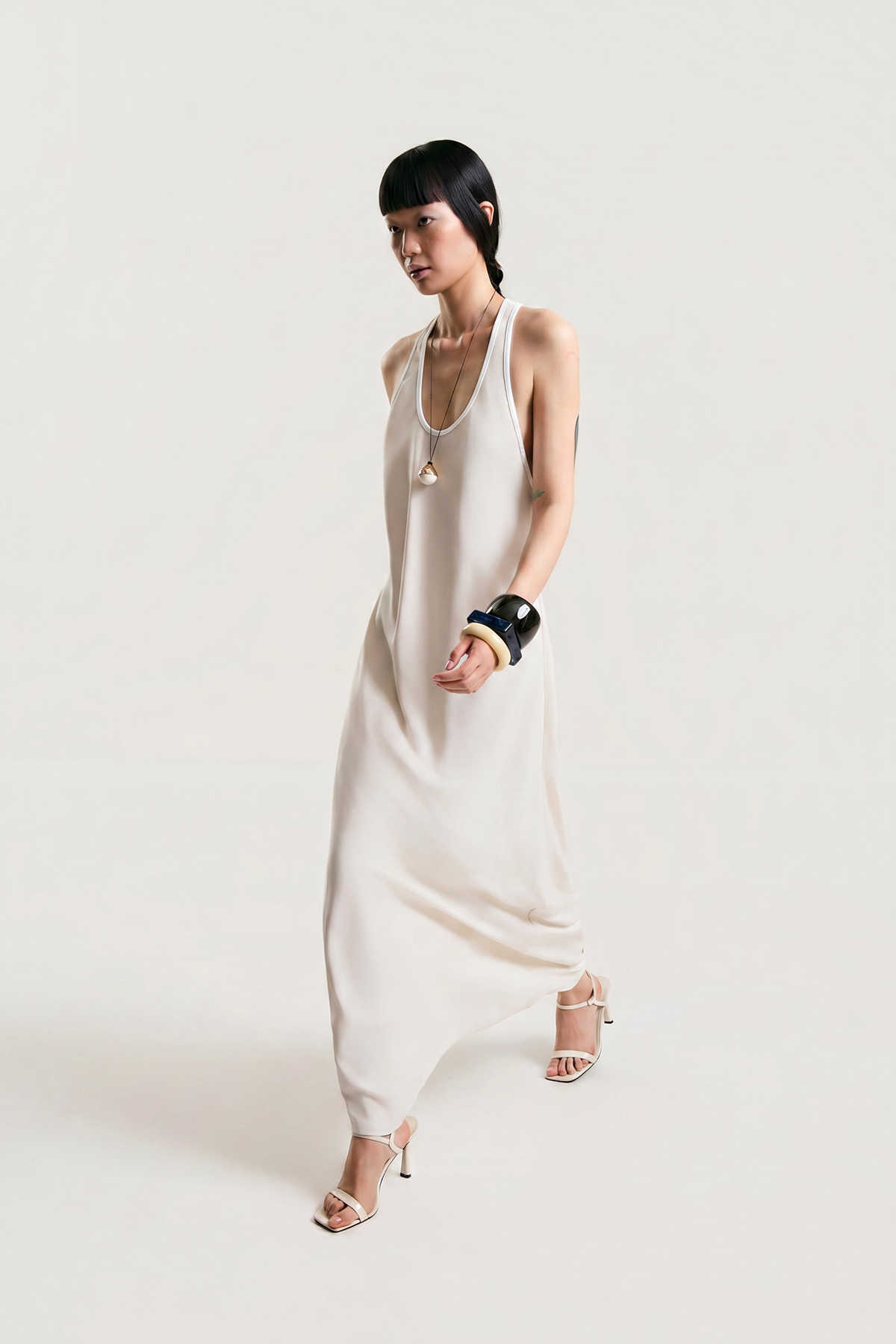 OTHER STORE Noemi Racerback Open-Back Maxi Dress in Ivory