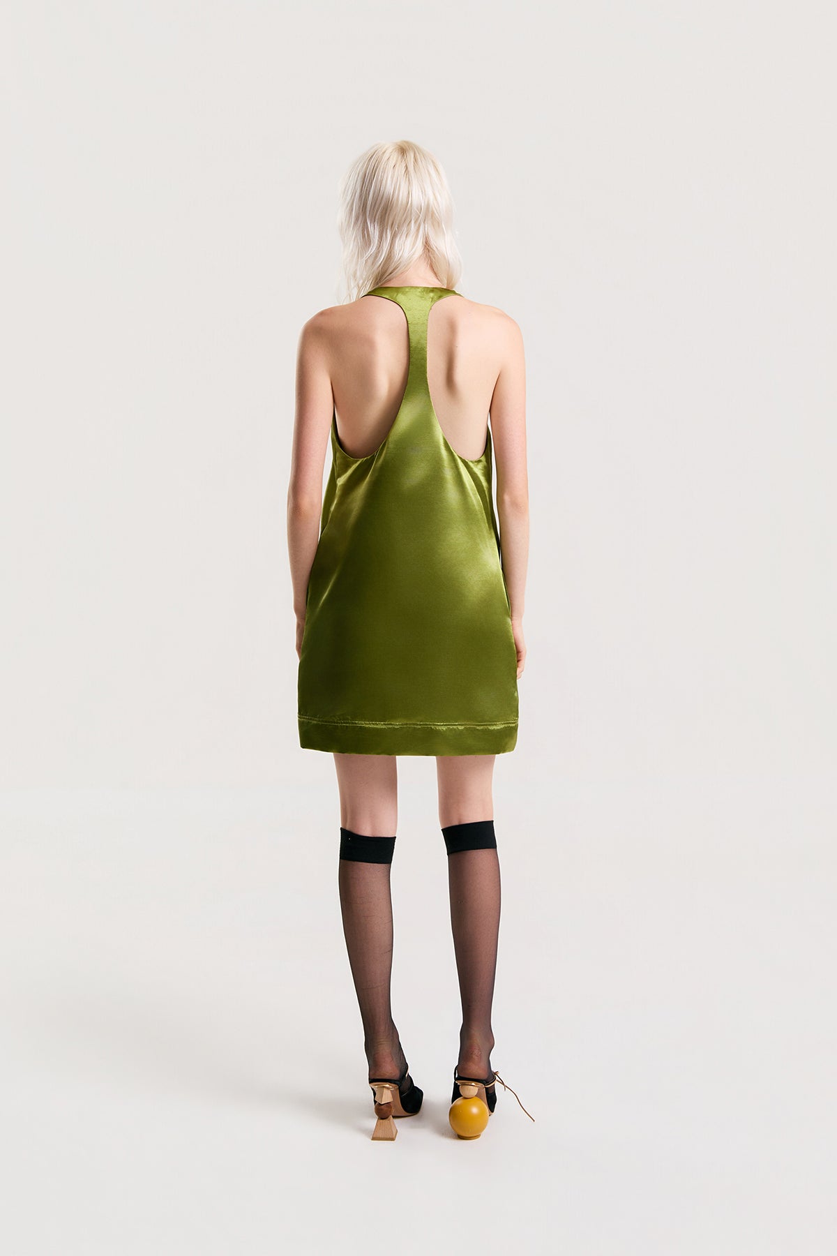 OTHER STORE Noemi Racerback Satin Mini Dress in Green