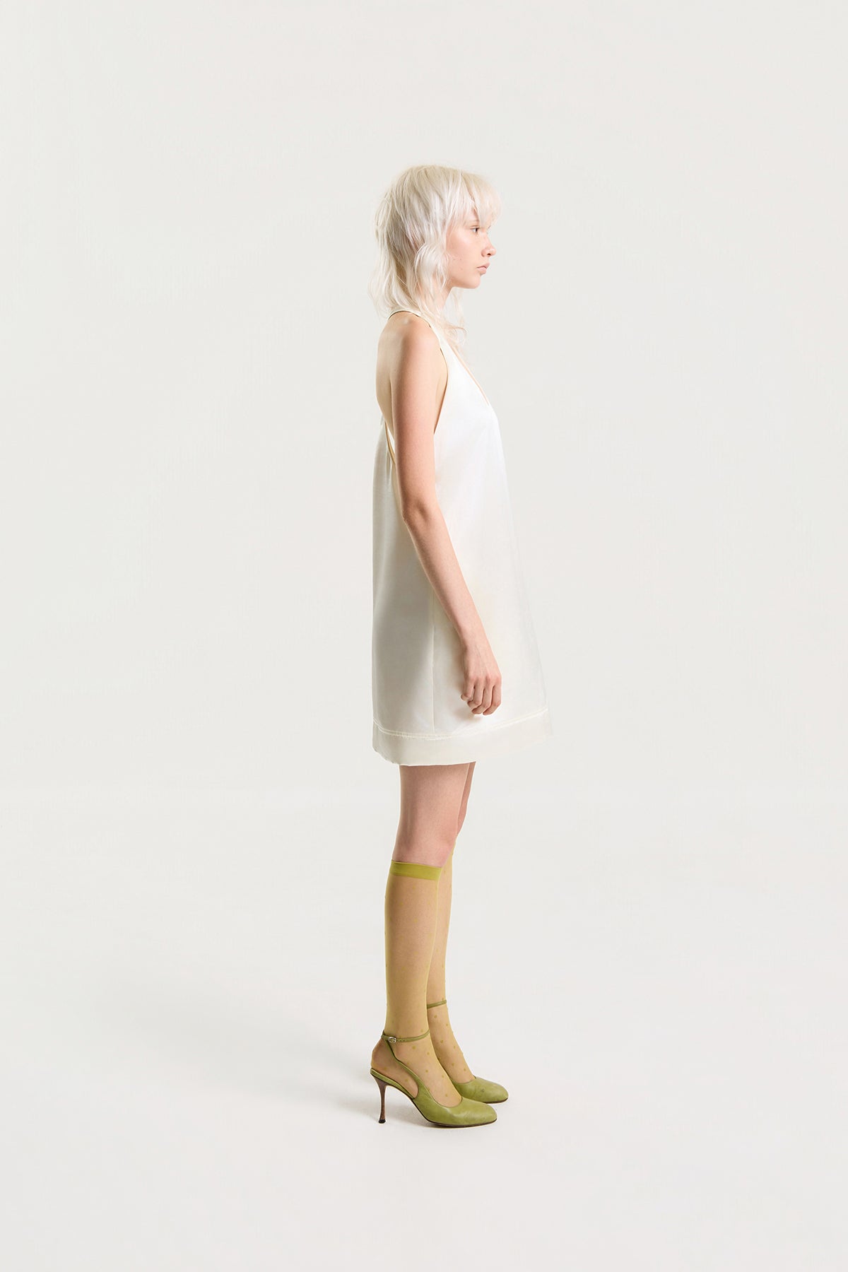 OTHER STORE Noemi Racerback Satin Mini Dress in Ivory