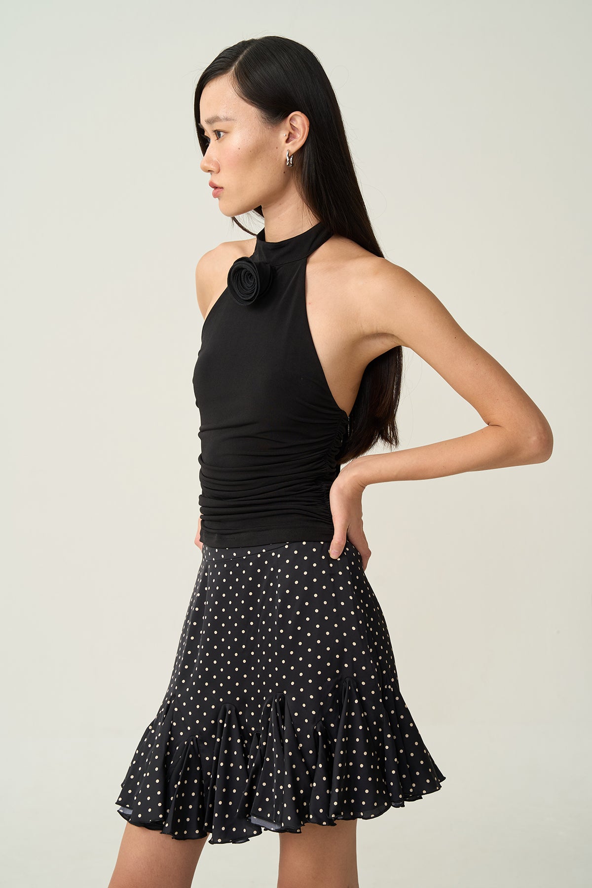 Nora Ruffle Dot Skirt Black